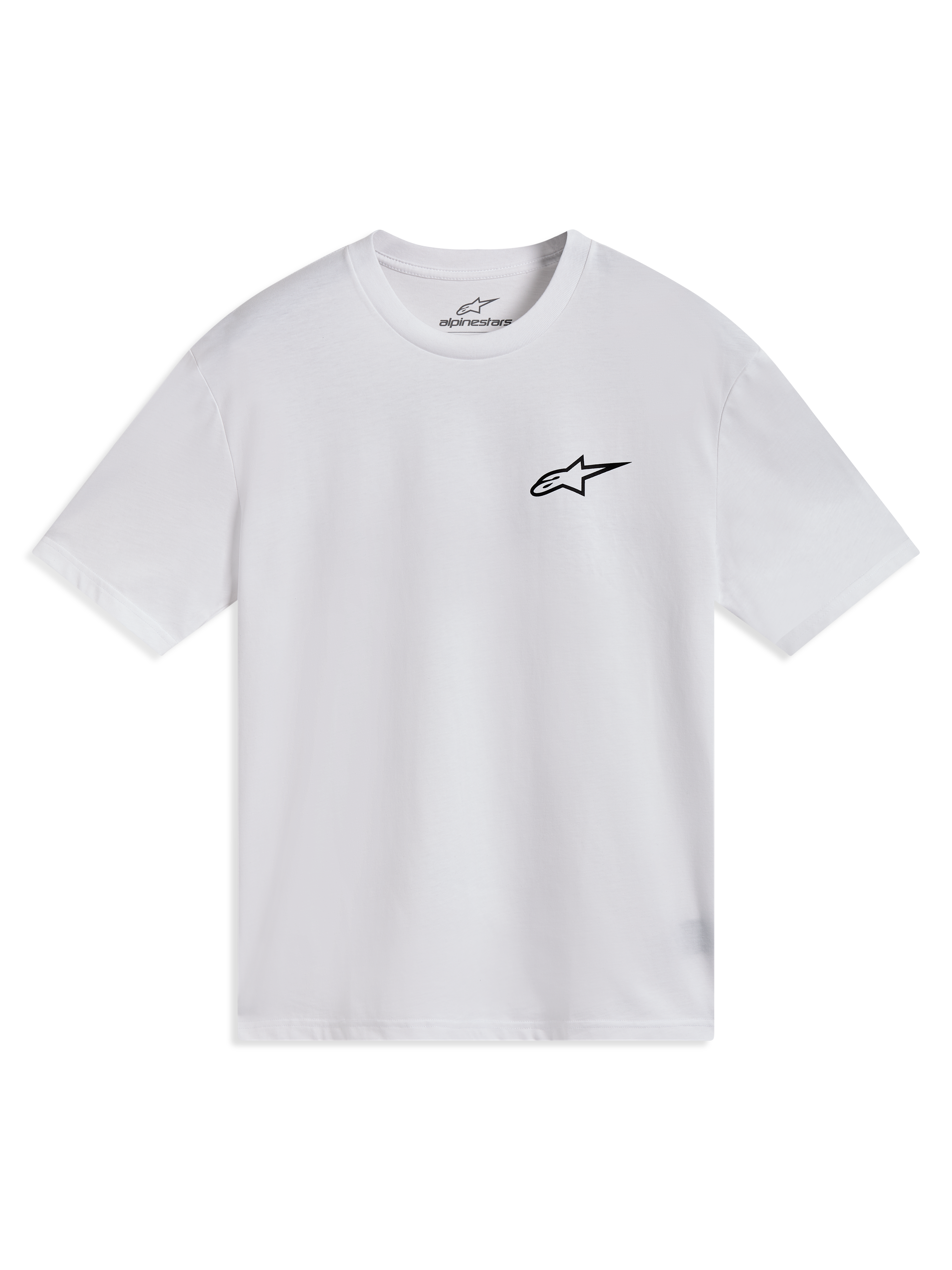 Alpinestars Combo Back CSF Tee, maglietta a maniche corte bianca con logo Astars nero sul petto, stile sportivo casual.