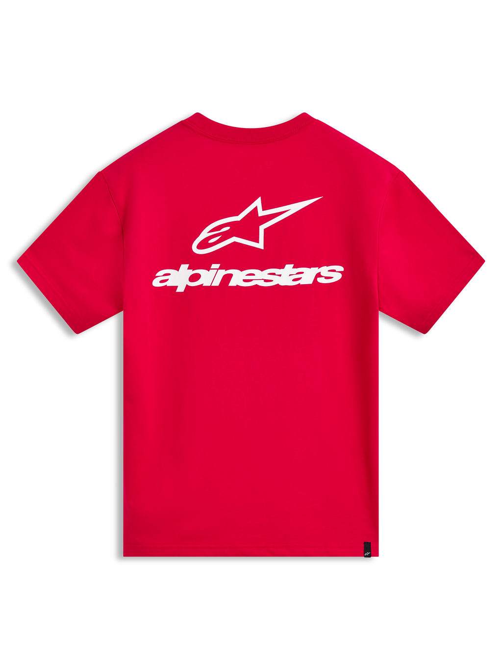 Alpinestars Combo Back CSF Tee, maglietta a maniche corte rossa con grande logo Astars bianco sul retro, sportswear casual.