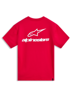 Alpinestars Combo Back CSF Tee, maglietta a maniche corte rossa con grande logo Astars bianco sul retro, sportswear casual.