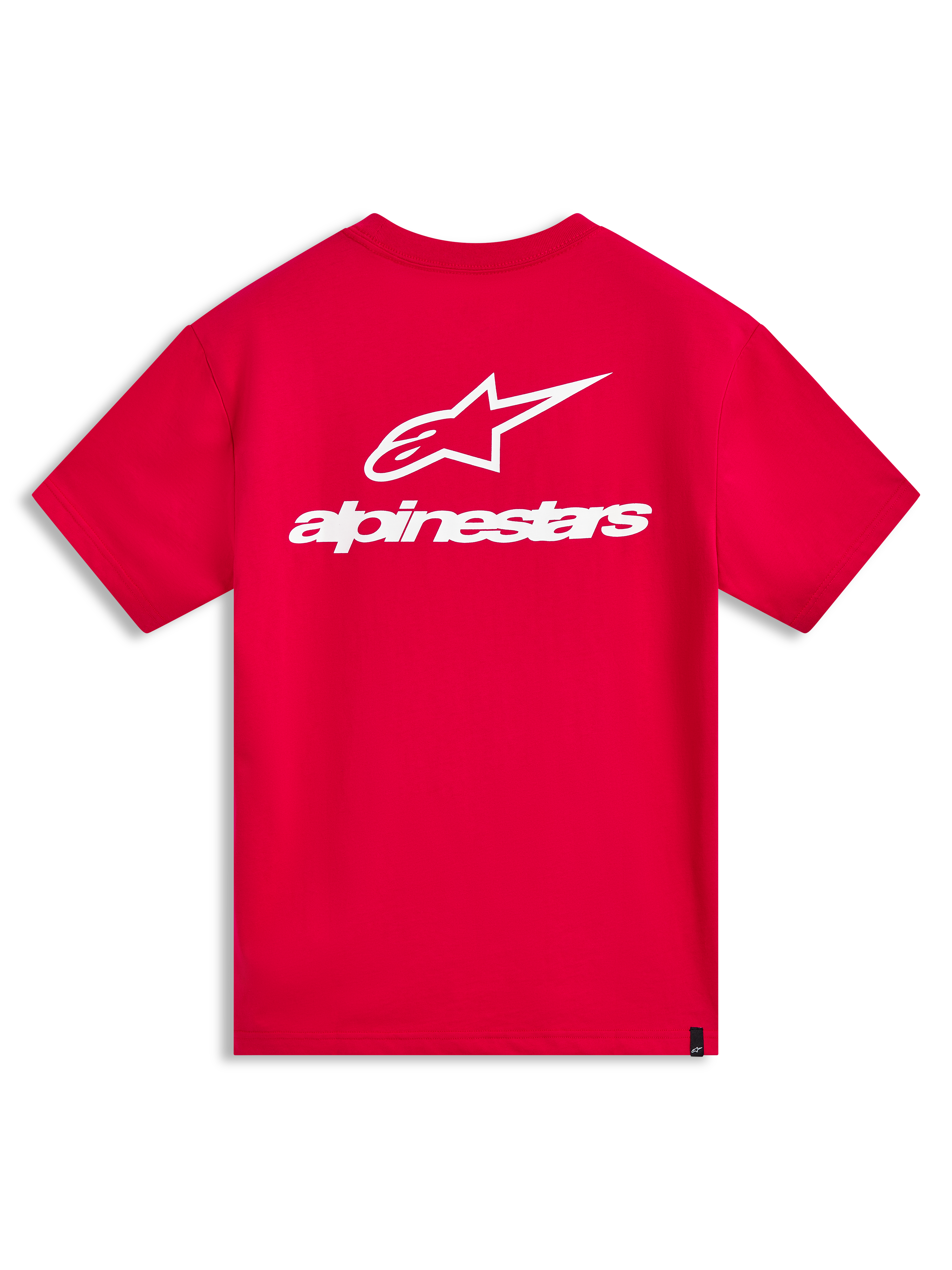 Alpinestars Combo Back CSF Tee, maglietta a maniche corte rossa con grande logo Astars bianco sul retro, sportswear casual.