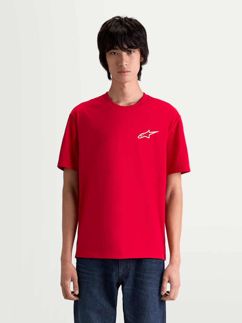 Alpinestars Maglietta Combo Back CSF, maglietta a maniche corte sportswear da uomo, rossa con logo Astars bianco sul petto, struttura in misto cotone e poliestere, design d'ispirazione motorsport
