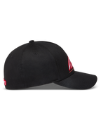 Alpinestars Lineout Cappello, cappello sportswear nero in twill con visiera curva e logo ricamato rosso e bianco