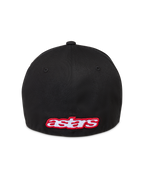 Alpinestars Lineout Cappello, cappello nero in twill con retro flessibile e logo Astars ricamato in rosso e bianco sul retro