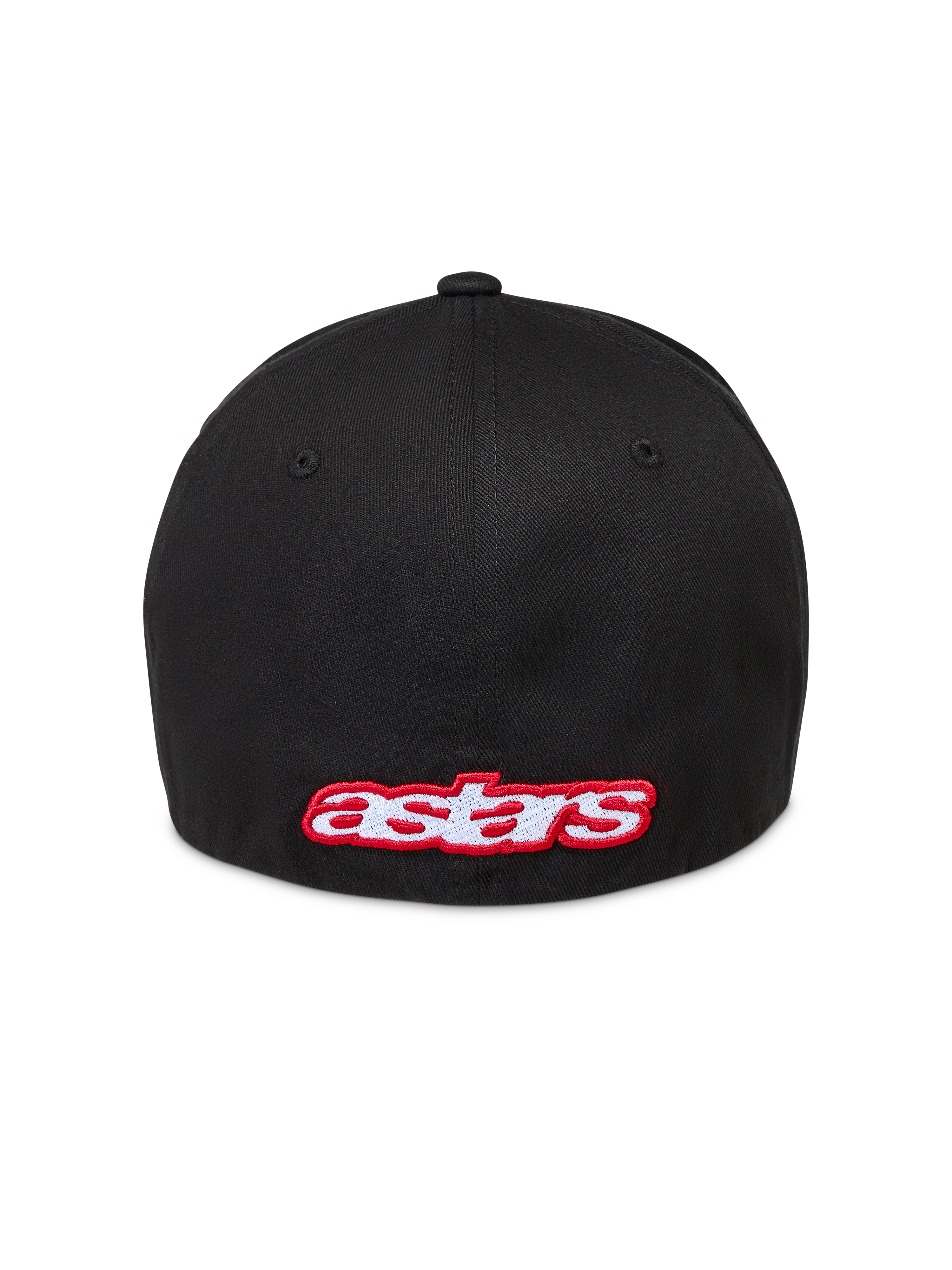 Alpinestars Lineout Cappello, cappello nero in twill con retro flessibile e logo Astars ricamato in rosso e bianco sul retro