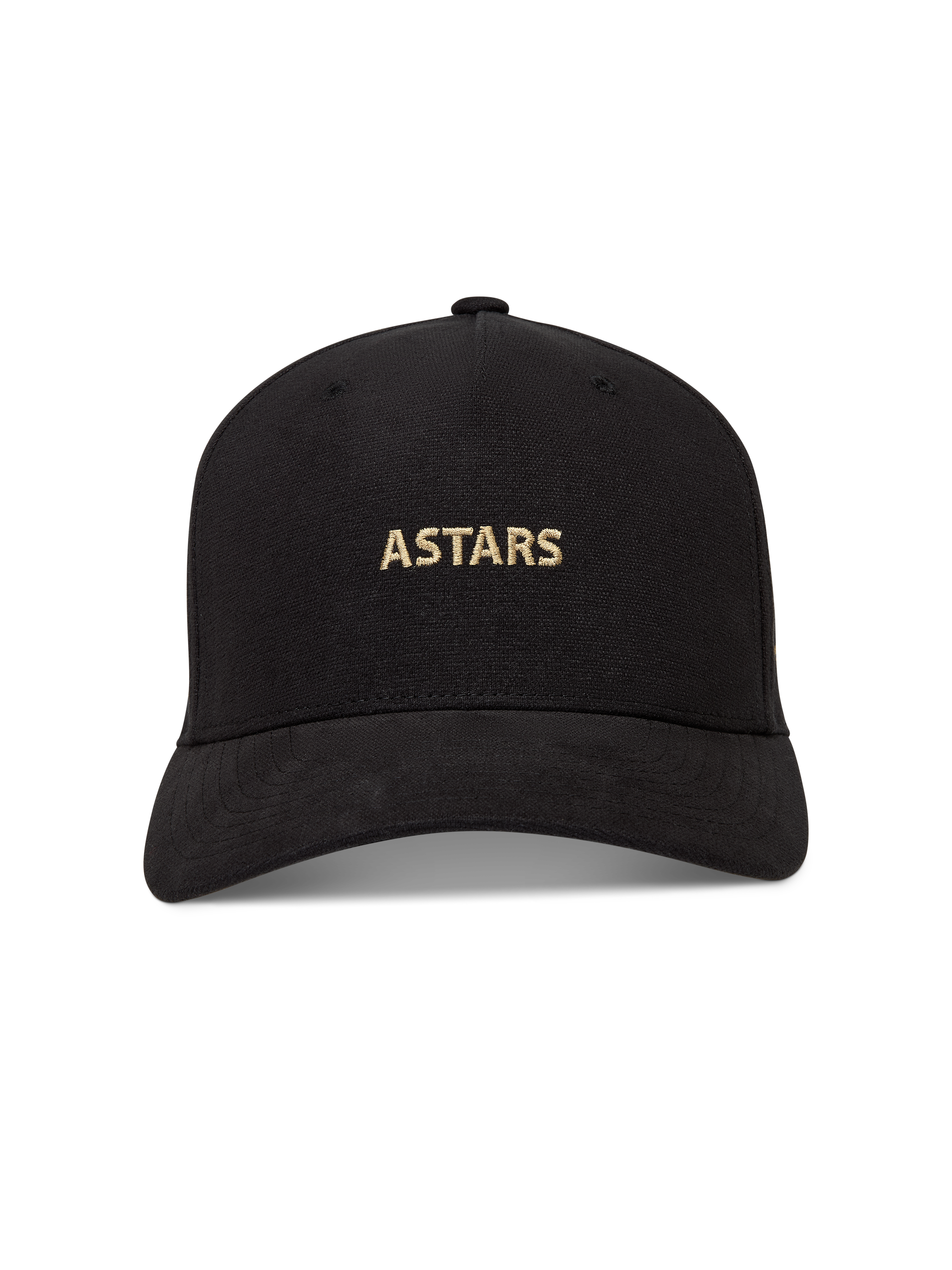 Alpinestars County Canvas Cappello, nero con logo ASTARS dorato ricamato, visiera curva e corona strutturata, motorsport