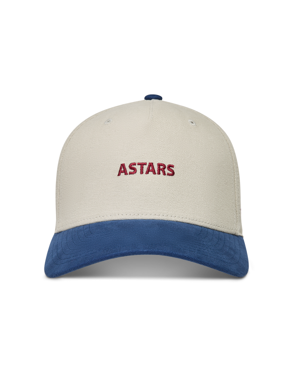 Alpinestars County Canvas Cappello, cappello con visiera curva, sabbia e blu con logo Astars rosso ricamato, stile sportswear.