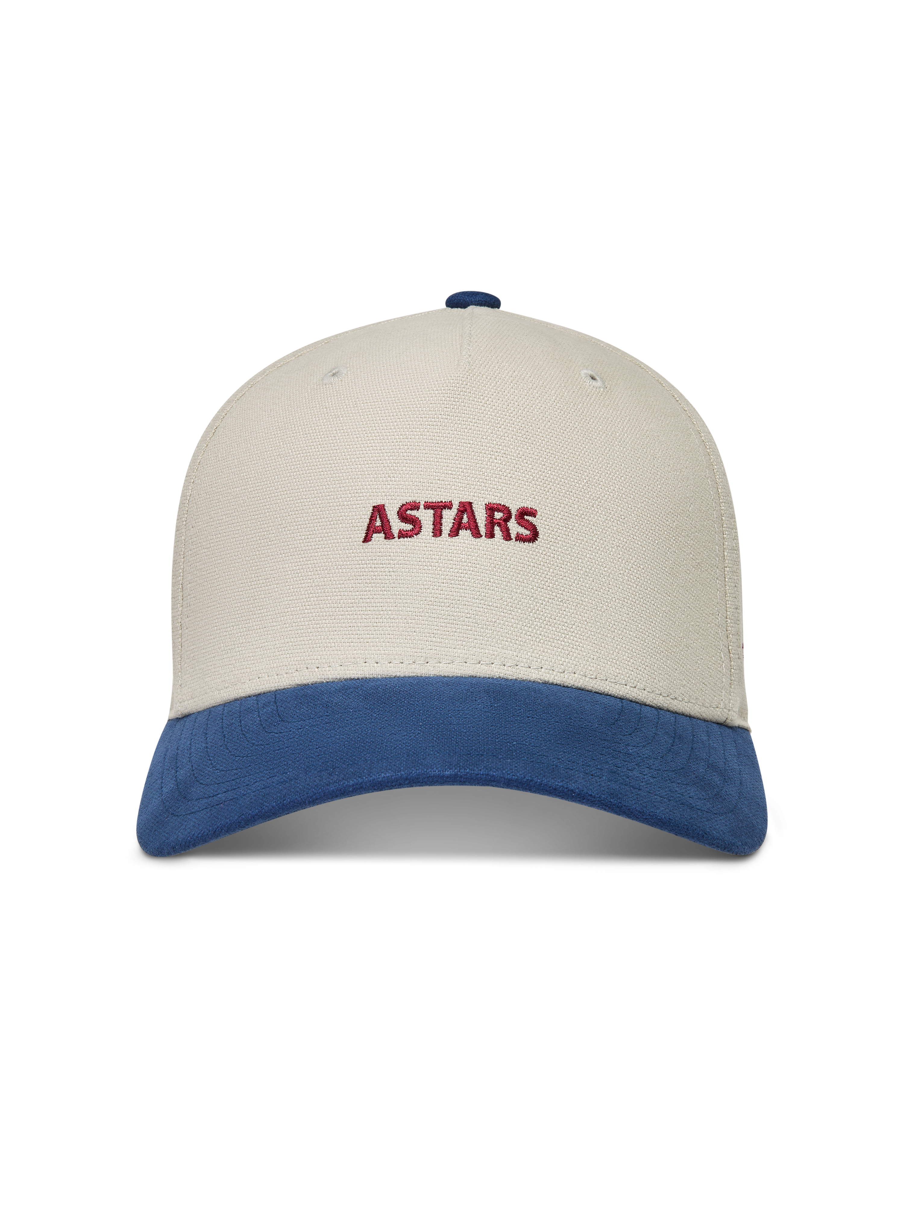 Alpinestars County Canvas Cappello, cappello con visiera curva, sabbia e blu con logo Astars rosso ricamato, stile sportswear.