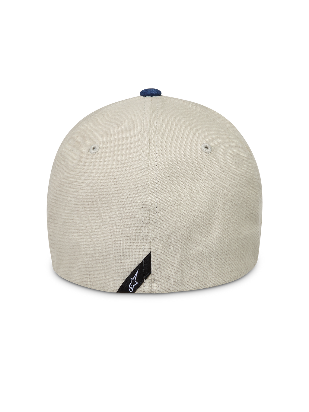 Alpinestars County Canvas Cappello, cappello sportivo sabbia e blu, vista posteriore con flex back e tessuto Oxford.