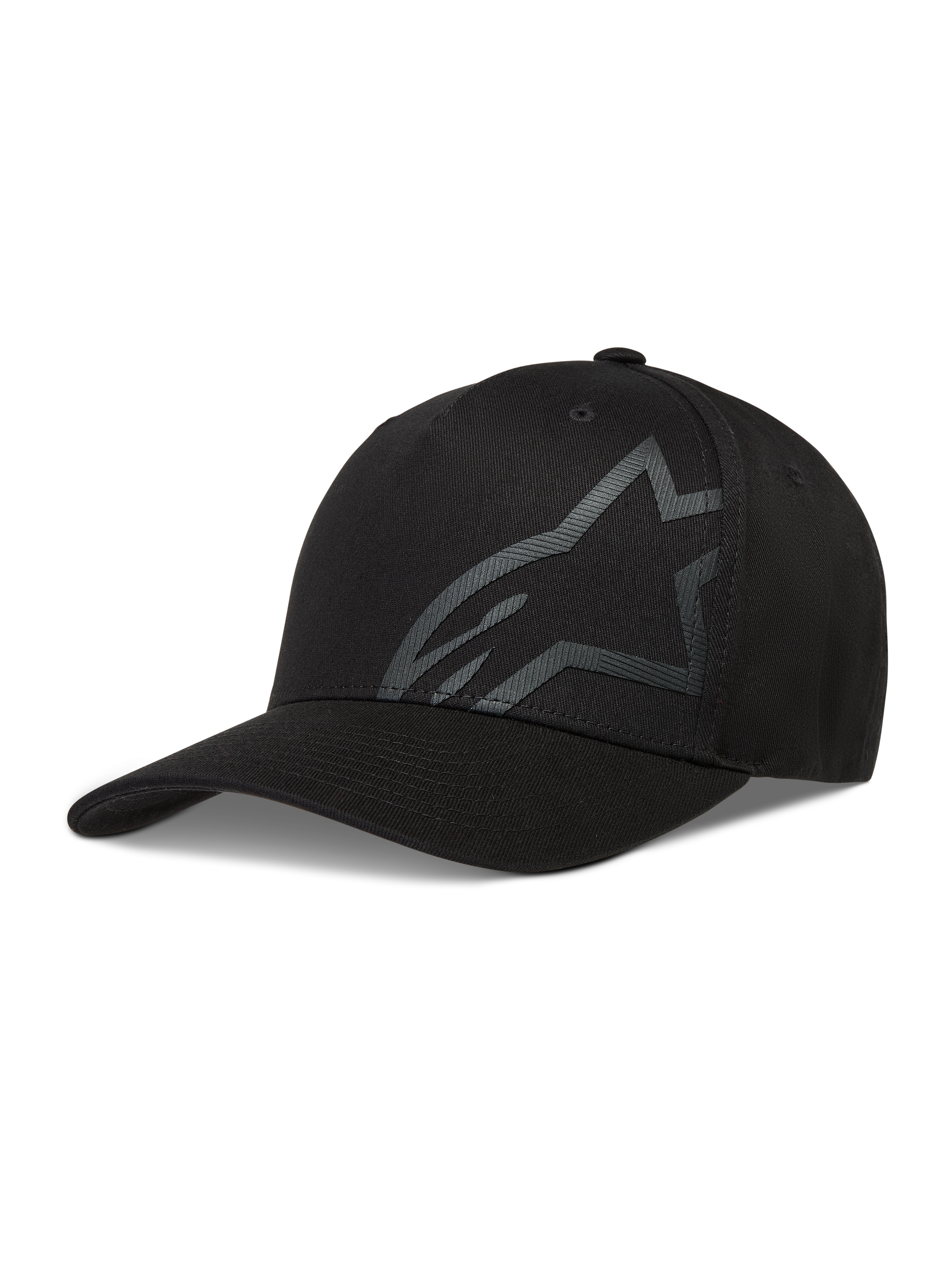 Alpinestars Maze cappello, cappello da baseball nero in twill con logo Astars testurizzato, visiera curva e retro flessibile