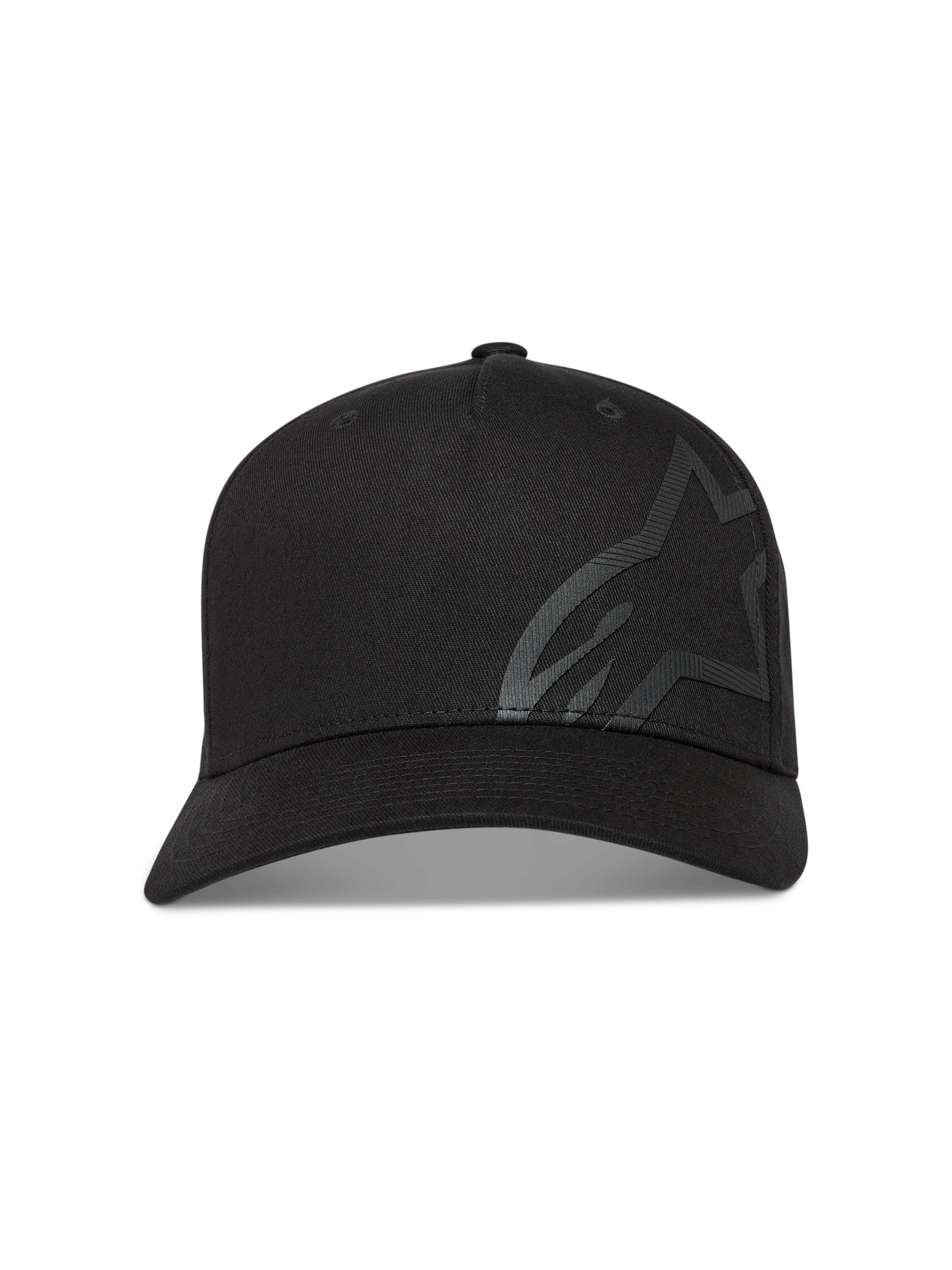 Alpinestars Maze Cappello, cappello sportswear in twill nero con visiera curva e grande logo Astars testurizzato, abbigliamento casual motorsport