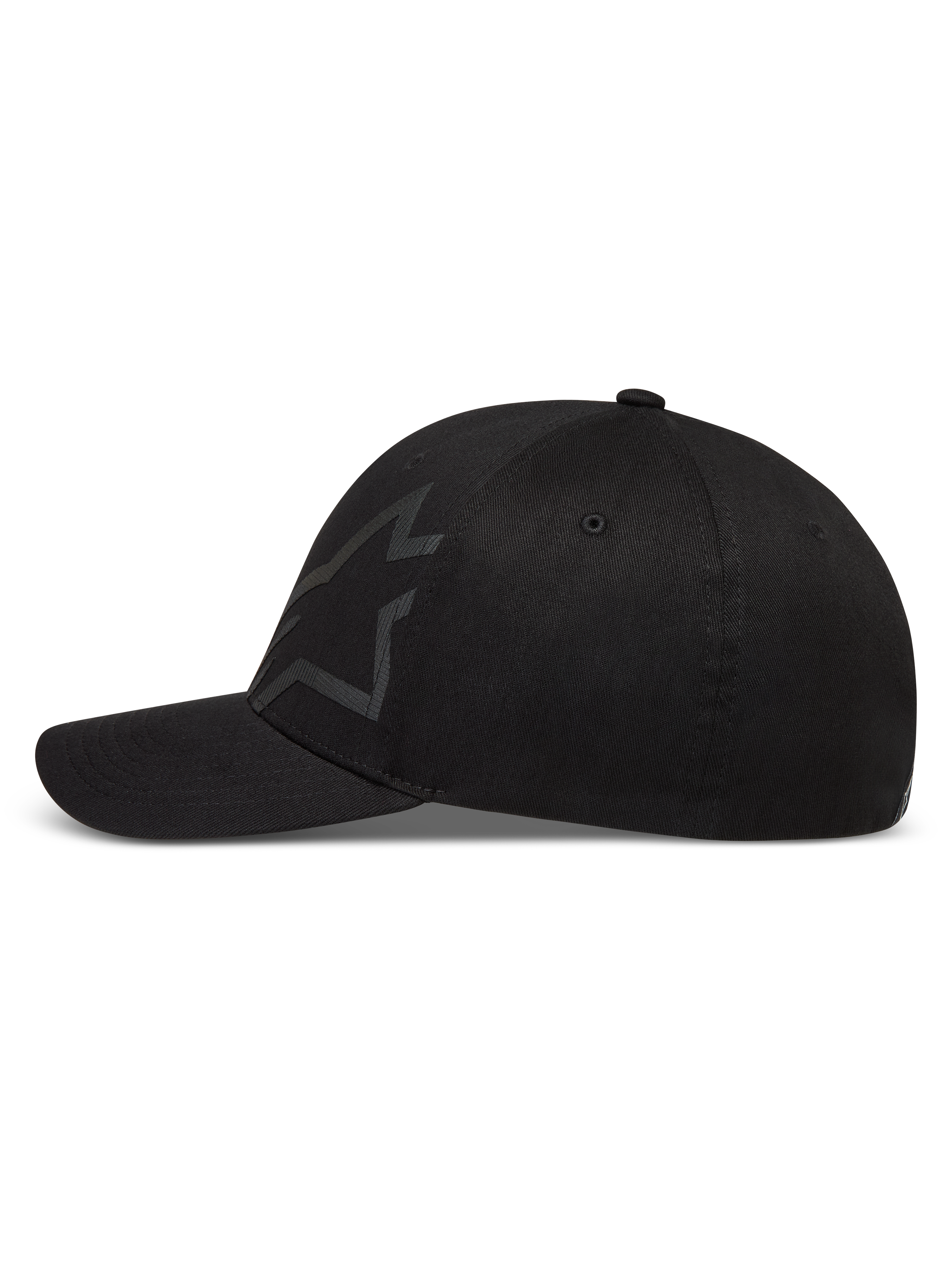 Alpinestars Maze Cappello, cappello sportswear nero in twill con visiera curva, corona strutturata e logo Astars testurizzato.