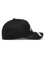 Alpinestars Arclight Cappello, cappello sportswear nero, corona strutturata e visiera curva con loghi bianchi in rilievo.