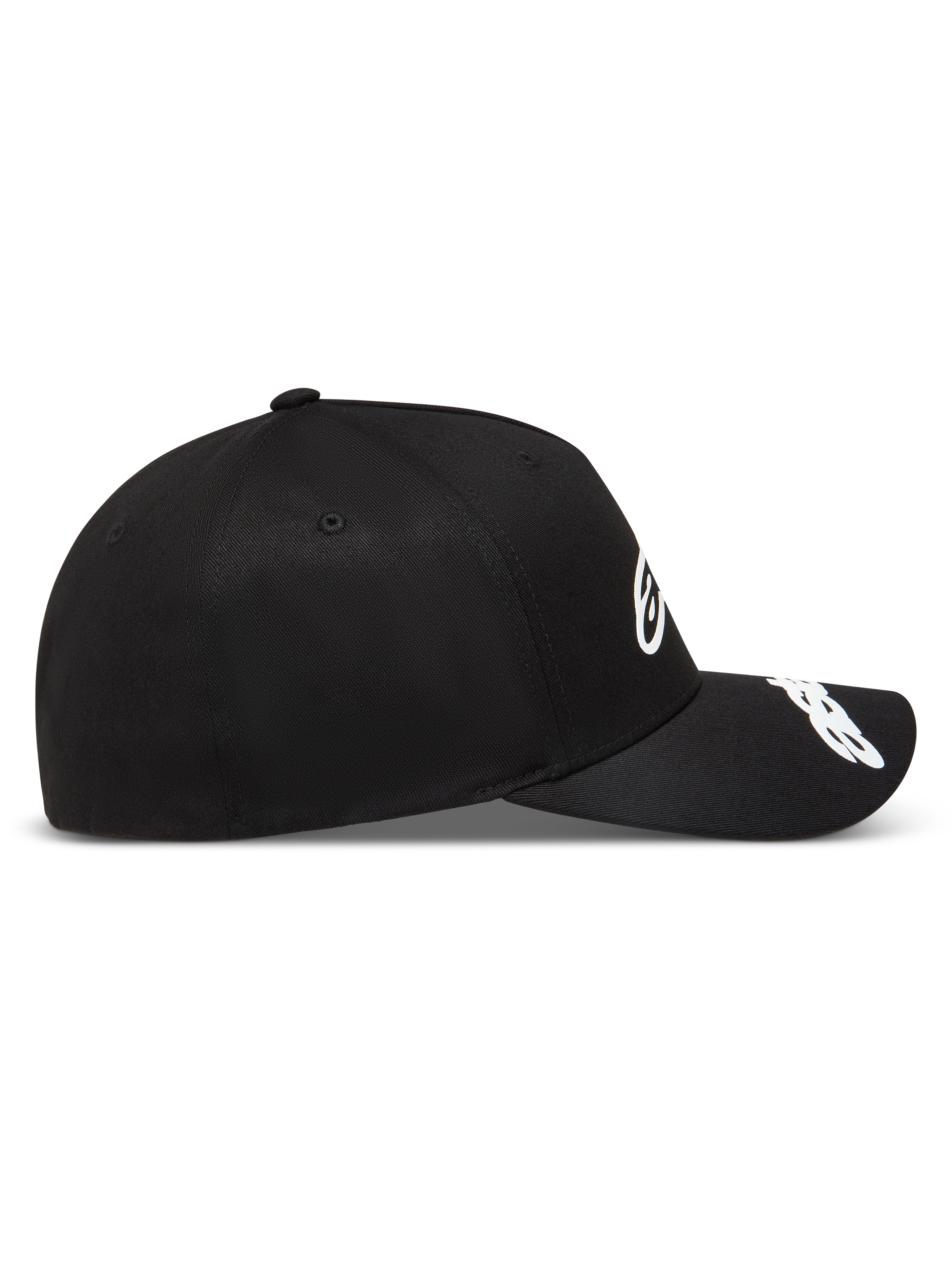 Alpinestars Arclight Cappello, cappello sportswear nero, corona strutturata e visiera curva con loghi bianchi in rilievo.
