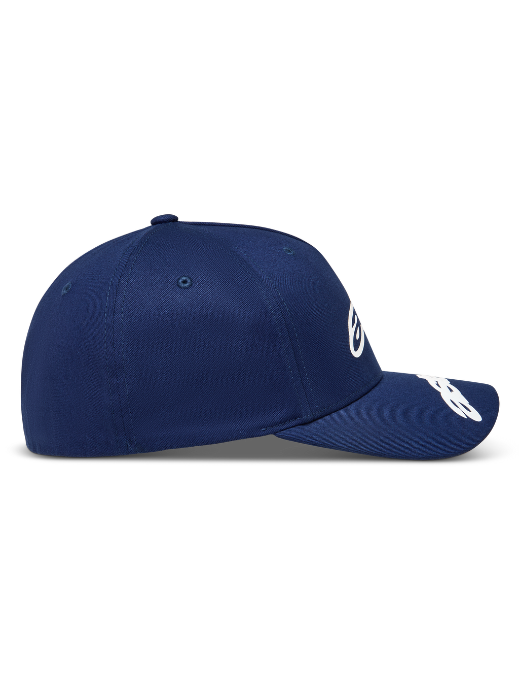 Alpinestars Arclight Cappello, cappello sportswear in twill blu con visiera curva e corona strutturata, profilo laterale
