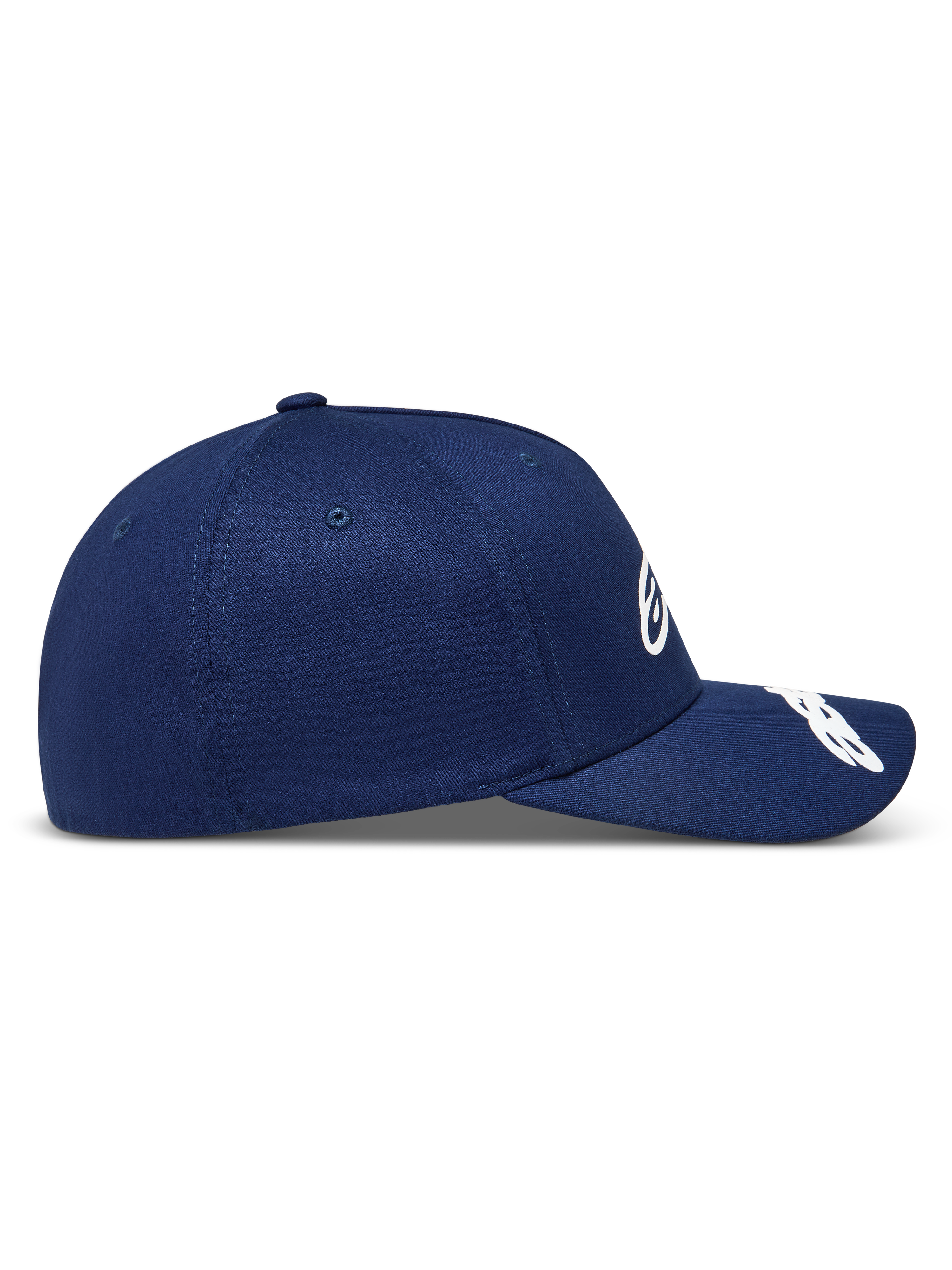 Alpinestars Arclight Cappello, cappello sportswear in twill blu con visiera curva e corona strutturata, profilo laterale