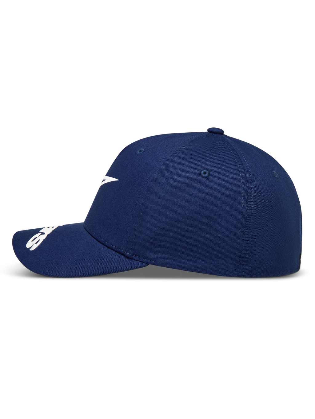 Alpinestars Arclight Cappello, cappello blu con visiera curva e logo bianco, profilo laterale
