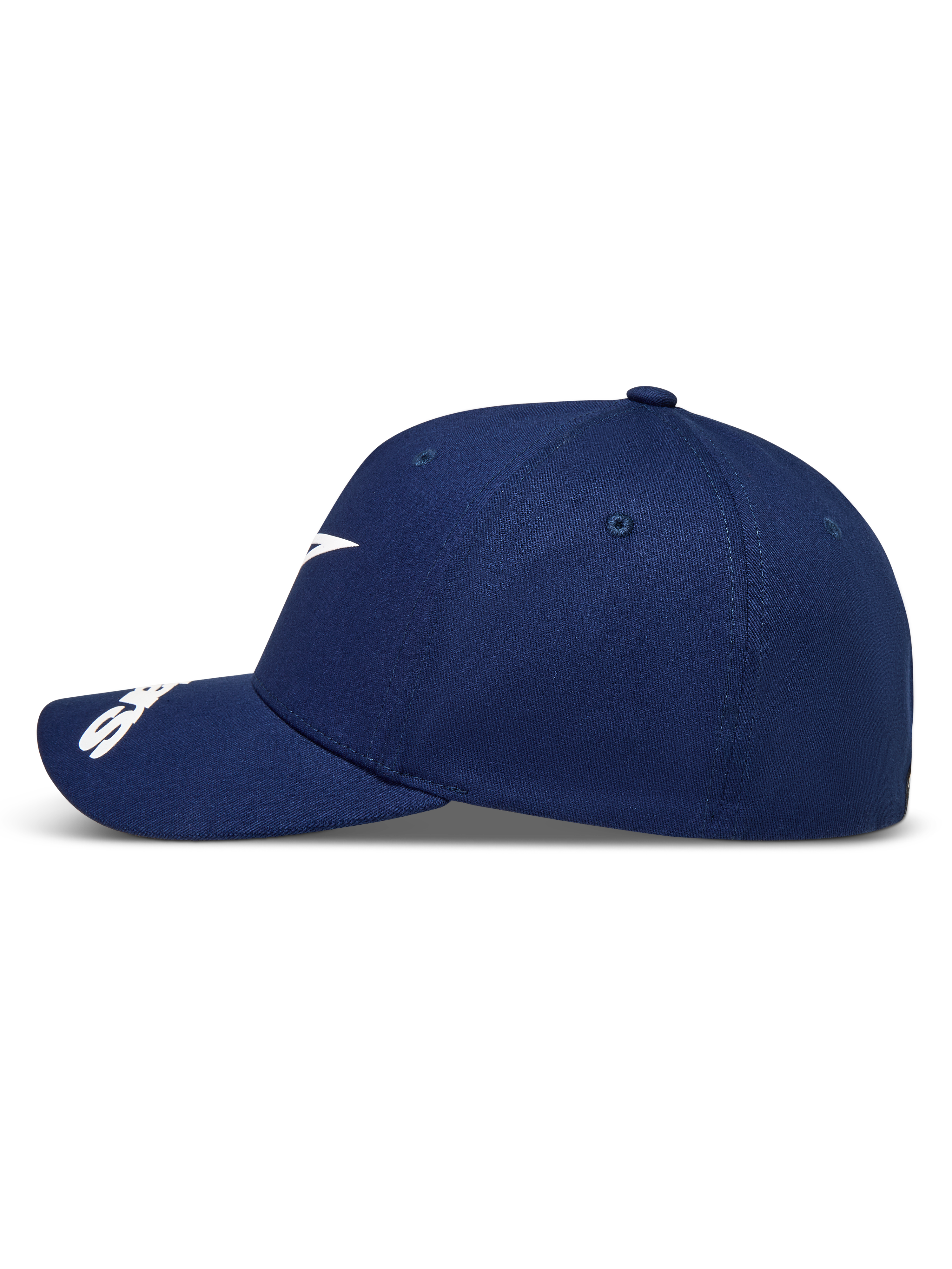 Alpinestars Arclight Cappello, cappello blu con visiera curva e logo bianco, profilo laterale