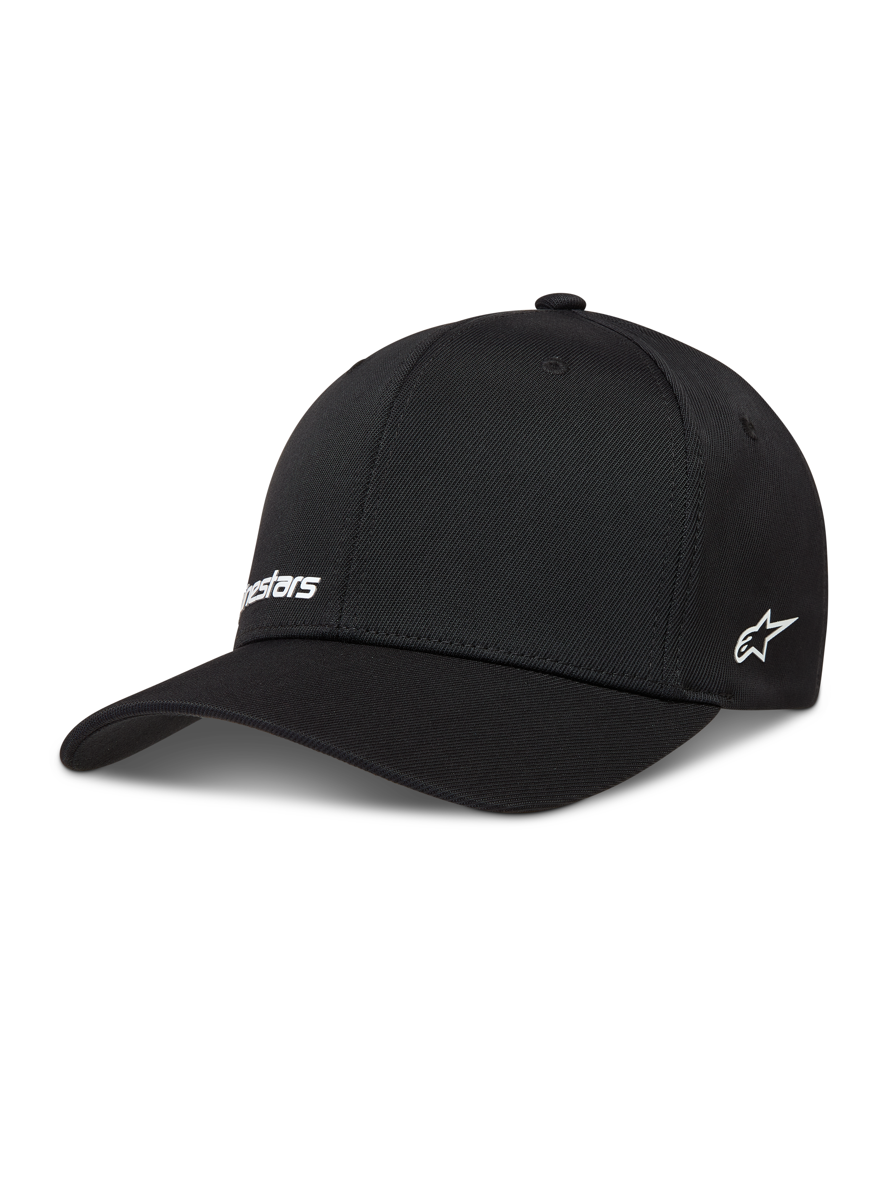 Alpinestars Points Cappello, cappello da sportswear nero in nylon tactel con loghi bianchi stampati in HD e vestibilità flex back