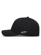 Alpinestars Points Cappello, cappello nero con logo Astars bianco in stampa HD, visiera curva, in nylon tactel
