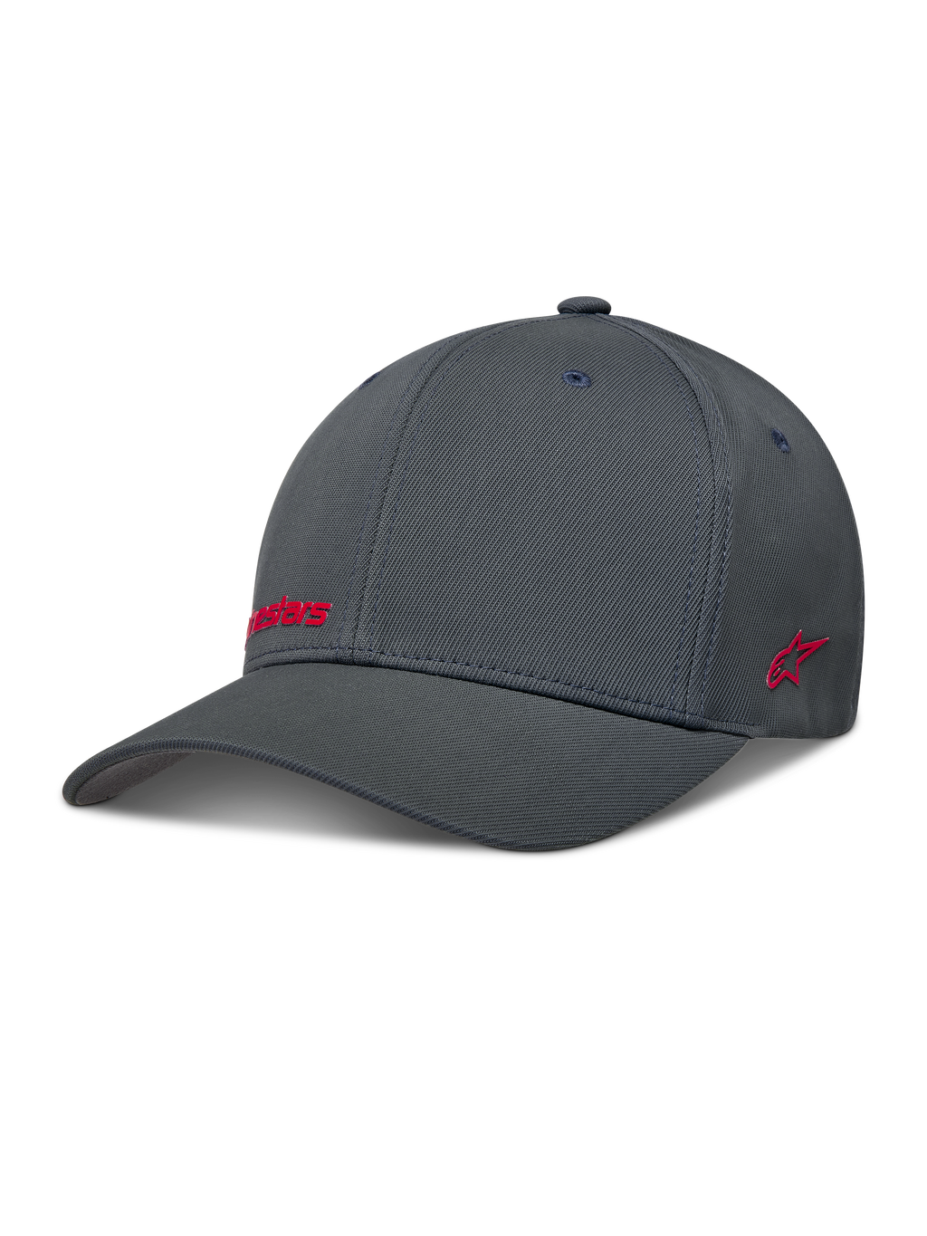 Alpinestars Points Cappello, cappello flex-back grigio scuro in nylon tactel con loghi rossi in stampa HD, stile sportswear.
