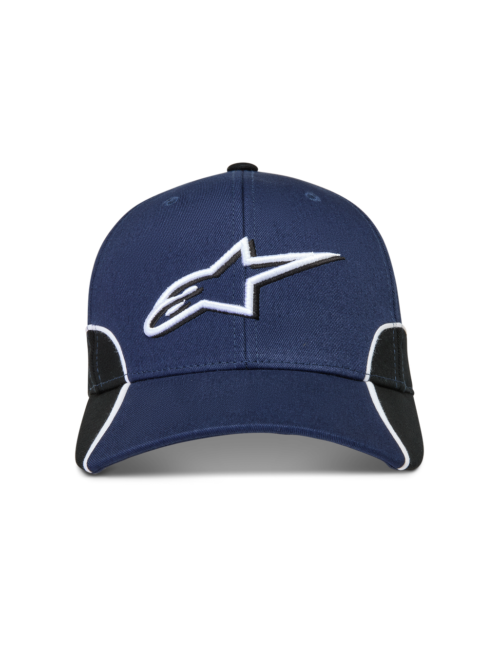 Alpinestars Cappello 500 Snapback, cappello sportswear in stile motorsport, blu navy e nero, con logo Astars ricamato in 3D, visiera curva, corona strutturata e piping a contrasto