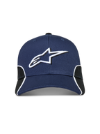 Alpinestars Cappello 500 Snapback, cappello sportswear in stile motorsport, blu navy e nero, con logo Astars ricamato in 3D, visiera curva, corona strutturata e piping a contrasto