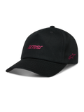 Alpinestars Explorer Strapback Cappello, cappello sportswear nero con logo Astars rosa ricamato e corona strutturata.