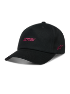 Alpinestars Explorer Strapback Cappello, cappello sportswear nero con logo Astars rosa ricamato e corona strutturata.