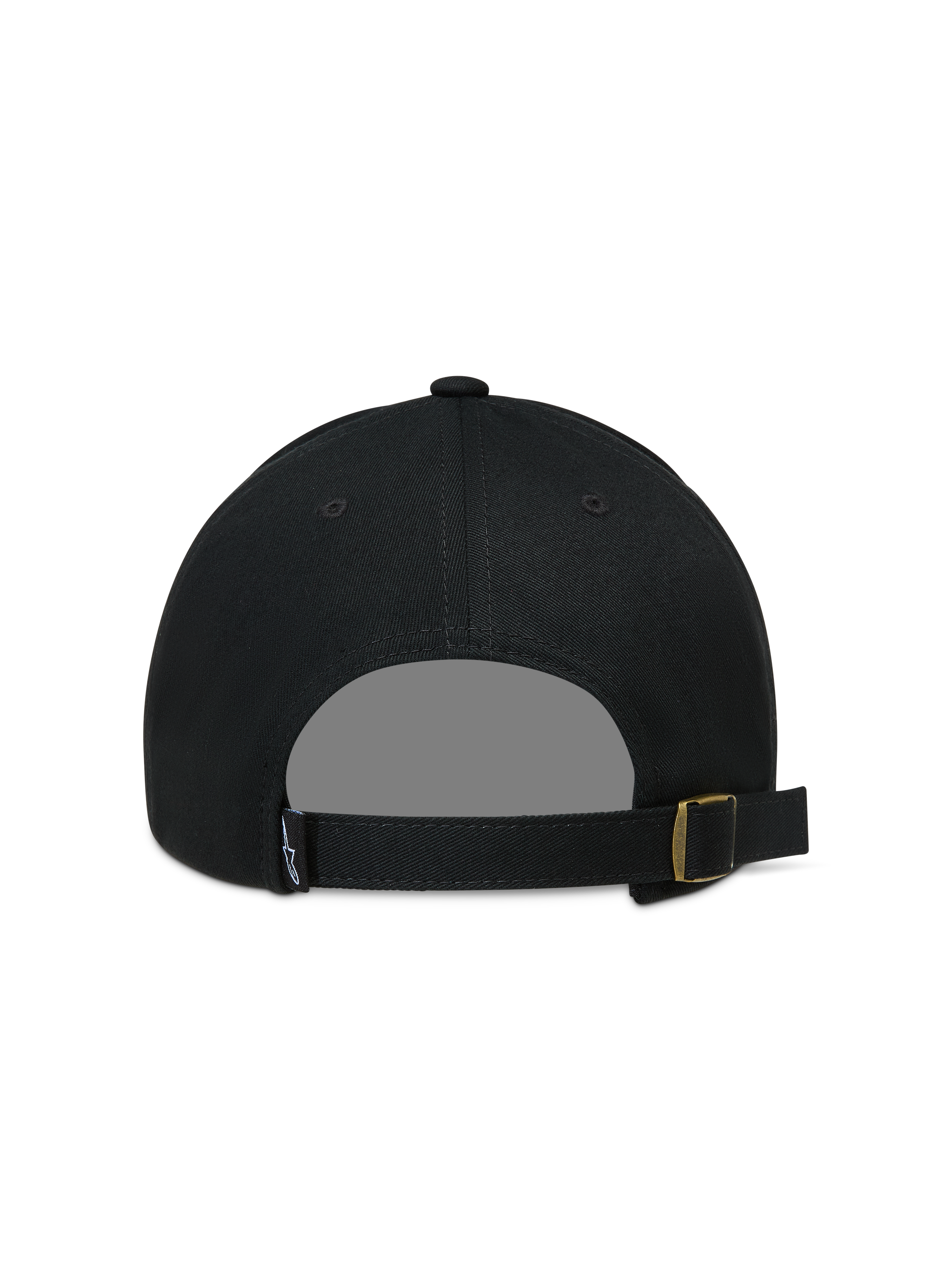 Alpinestars Explorer Strapback Cappello, nero, vista posteriore con cinturino regolabile e fibbia in metallo color oro.