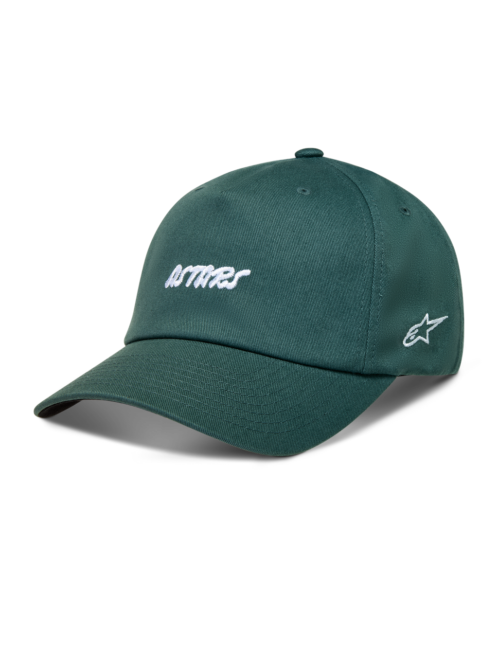 Alpinestars Explorer Strapback Cappello, cappello sportswear in twill verde con ricamo Astars bianco e visiera curva