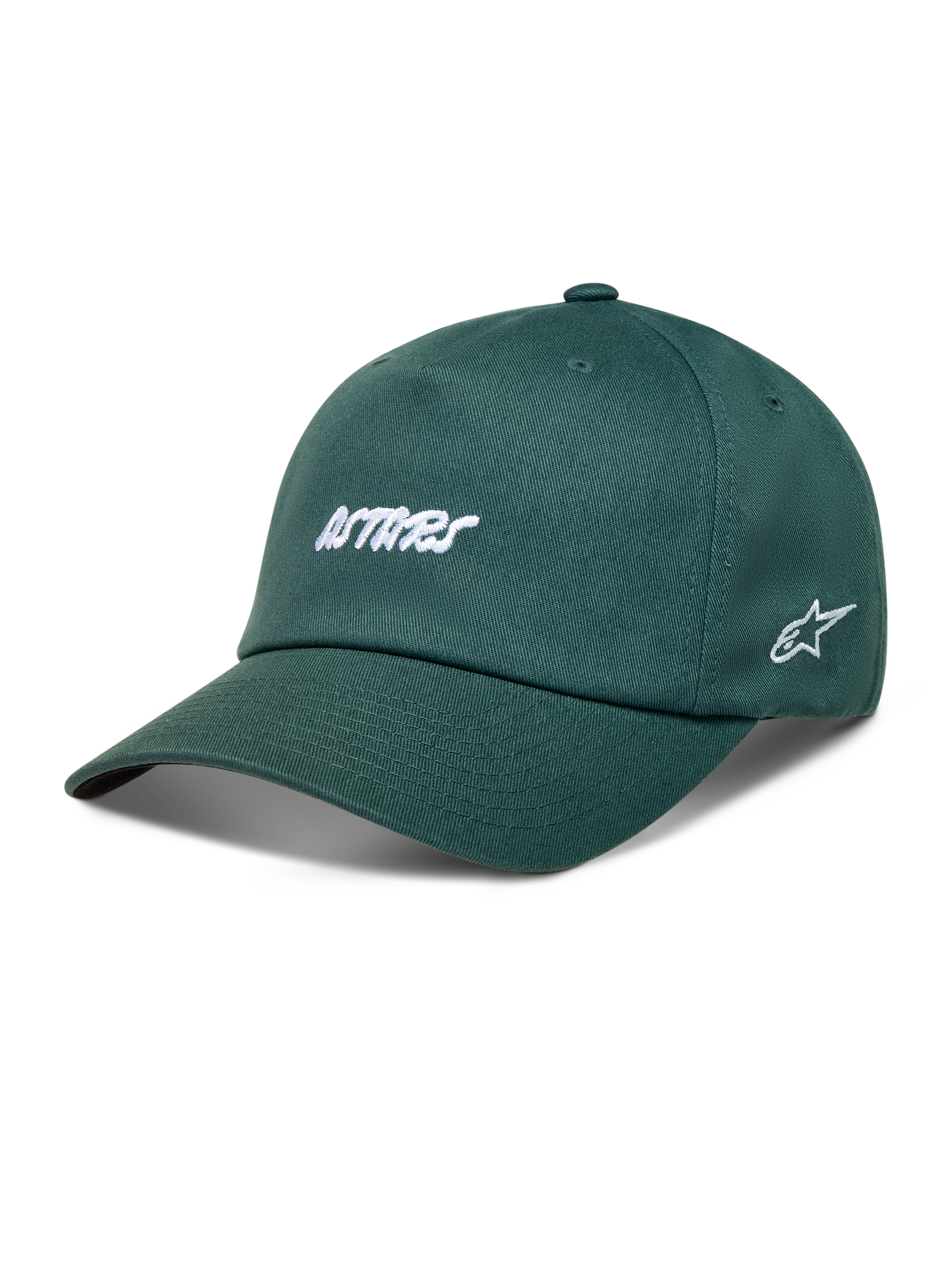 Alpinestars Explorer Strapback Cappello, cappello sportswear in twill verde con ricamo Astars bianco e visiera curva