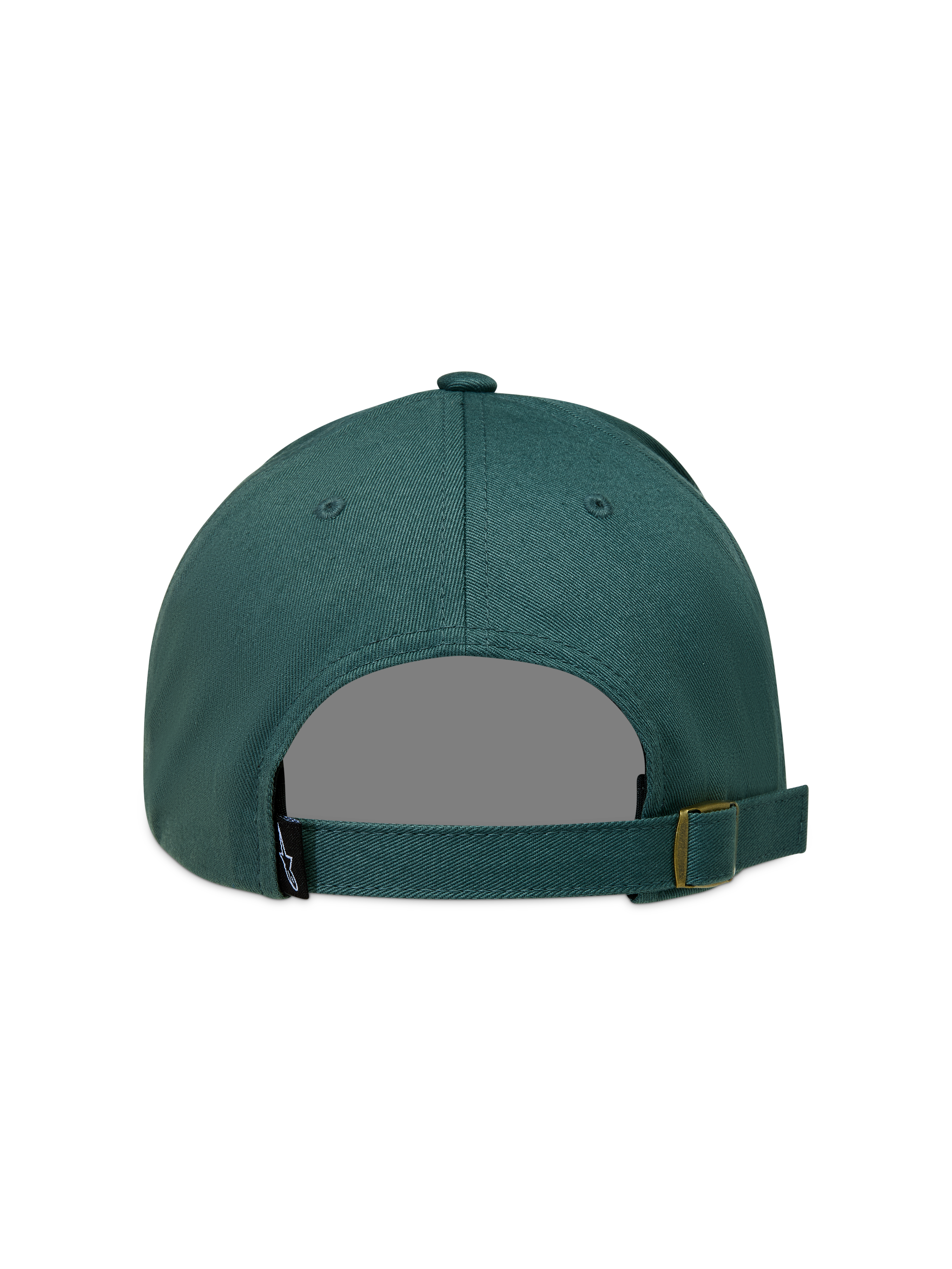 Alpinestars Explorer Strapback Cappello, cappello sportivo verde in twill, vista posteriore con chiusura regolabile ed etichetta logo Astars.