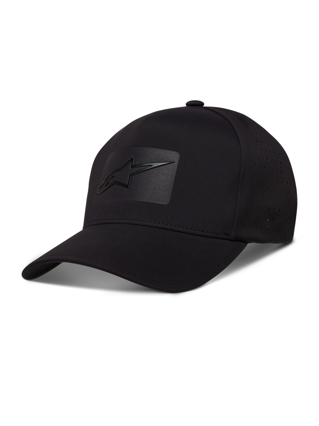 Alpinestars Algo Perf Adjustable cappello, cappello tecnico nero con logo Astars e perforazioni laterali