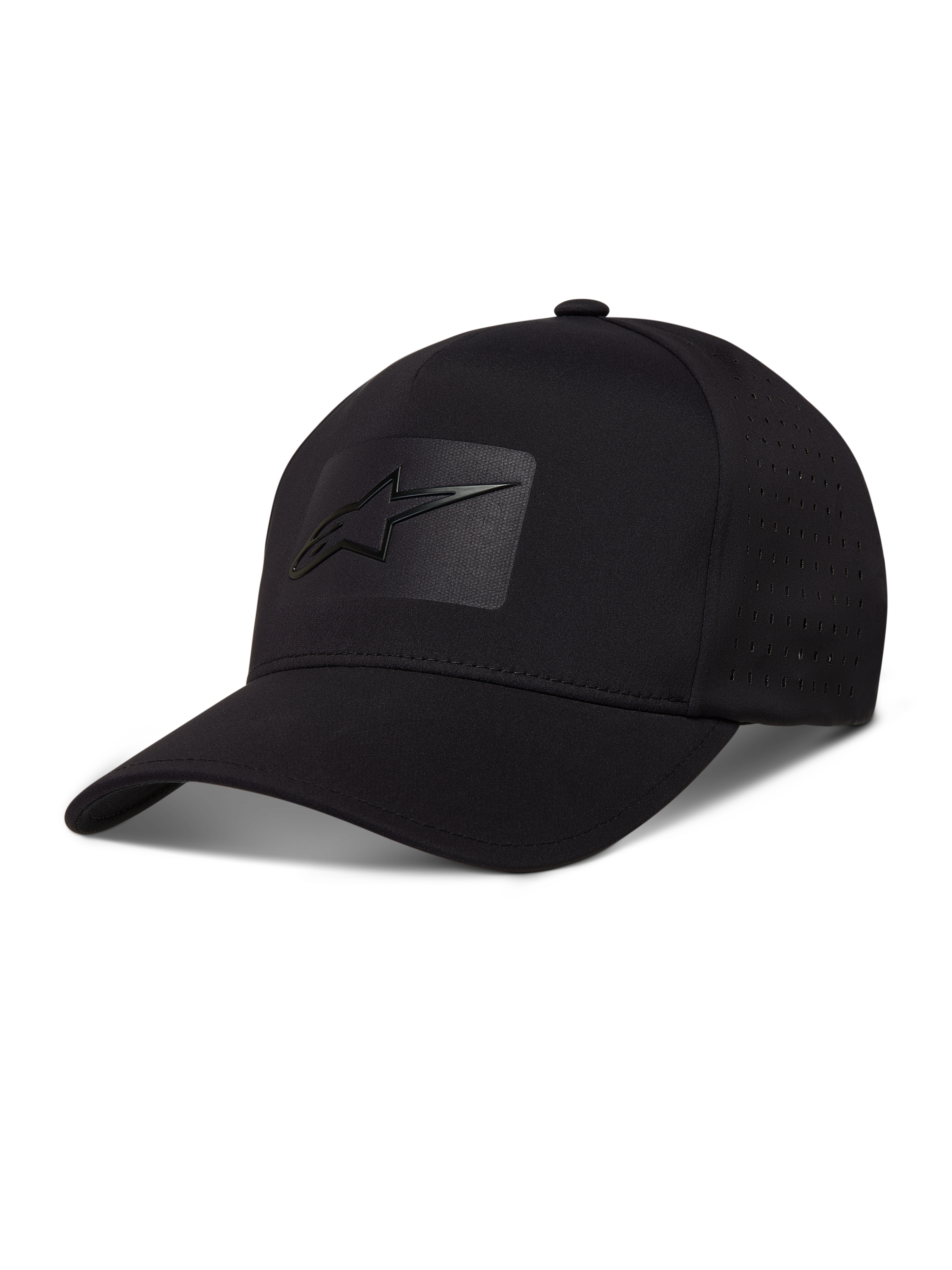 Alpinestars Algo Perf Adjustable cappello, cappello tecnico nero con logo Astars e perforazioni laterali