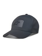 Alpinestars Algo Perf Adjustable Cappello, cappello sportivo grigio scuro in tessuto tecnico con perforazioni laterali e logo Astars frontale a saldatura sonica.