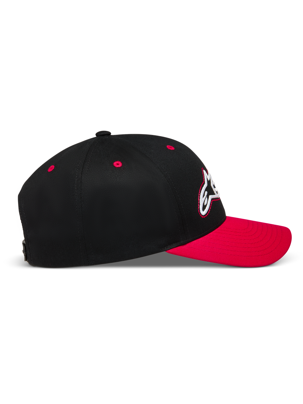 Alpinestars Retro Snapback Cappello, cappello sportswear nero e rosso con visiera curva e corona strutturata in twill
