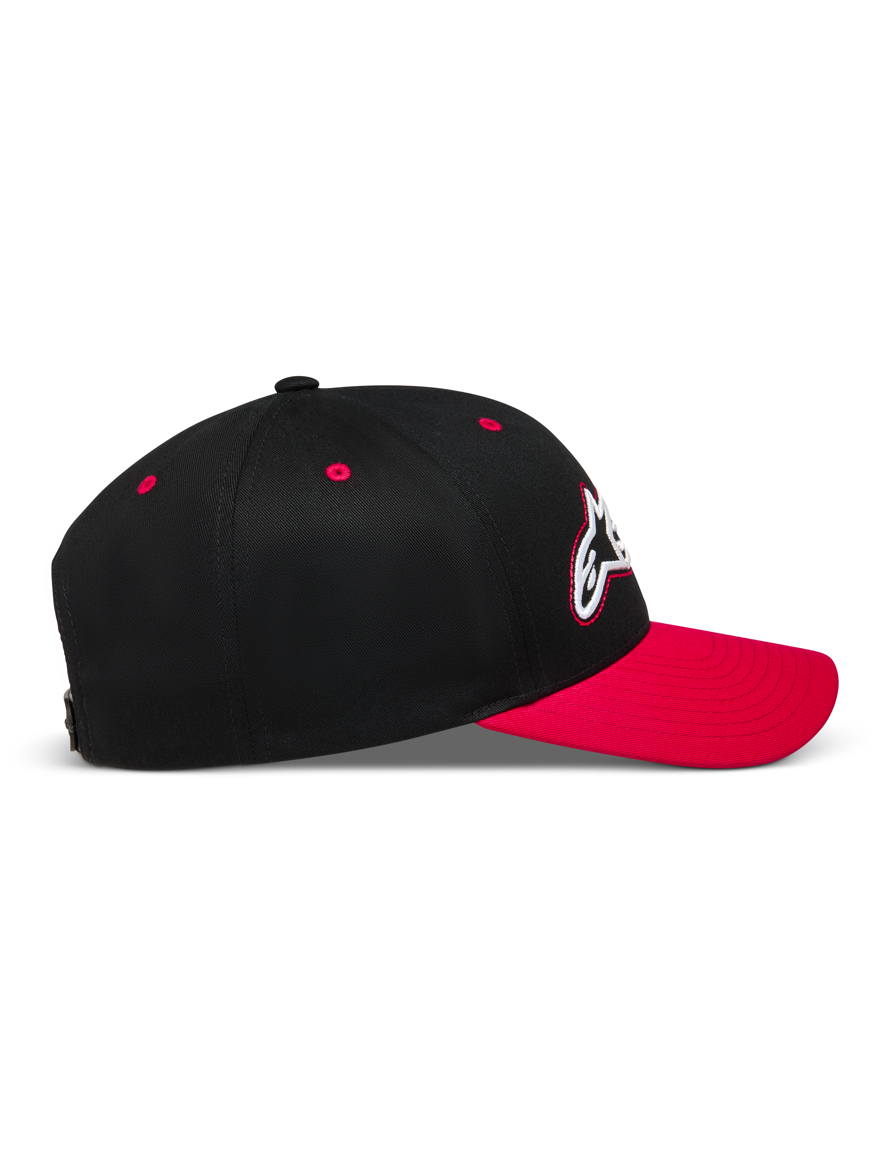 Alpinestars Retro Snapback Cappello, cappello sportswear nero e rosso con visiera curva e corona strutturata in twill