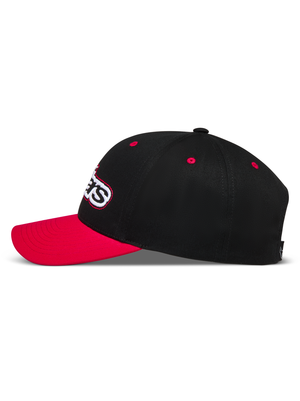 Alpinestars Retro Snapback Cappello, cappello sportswear nero e rosso con visiera curva e corona strutturata in twill