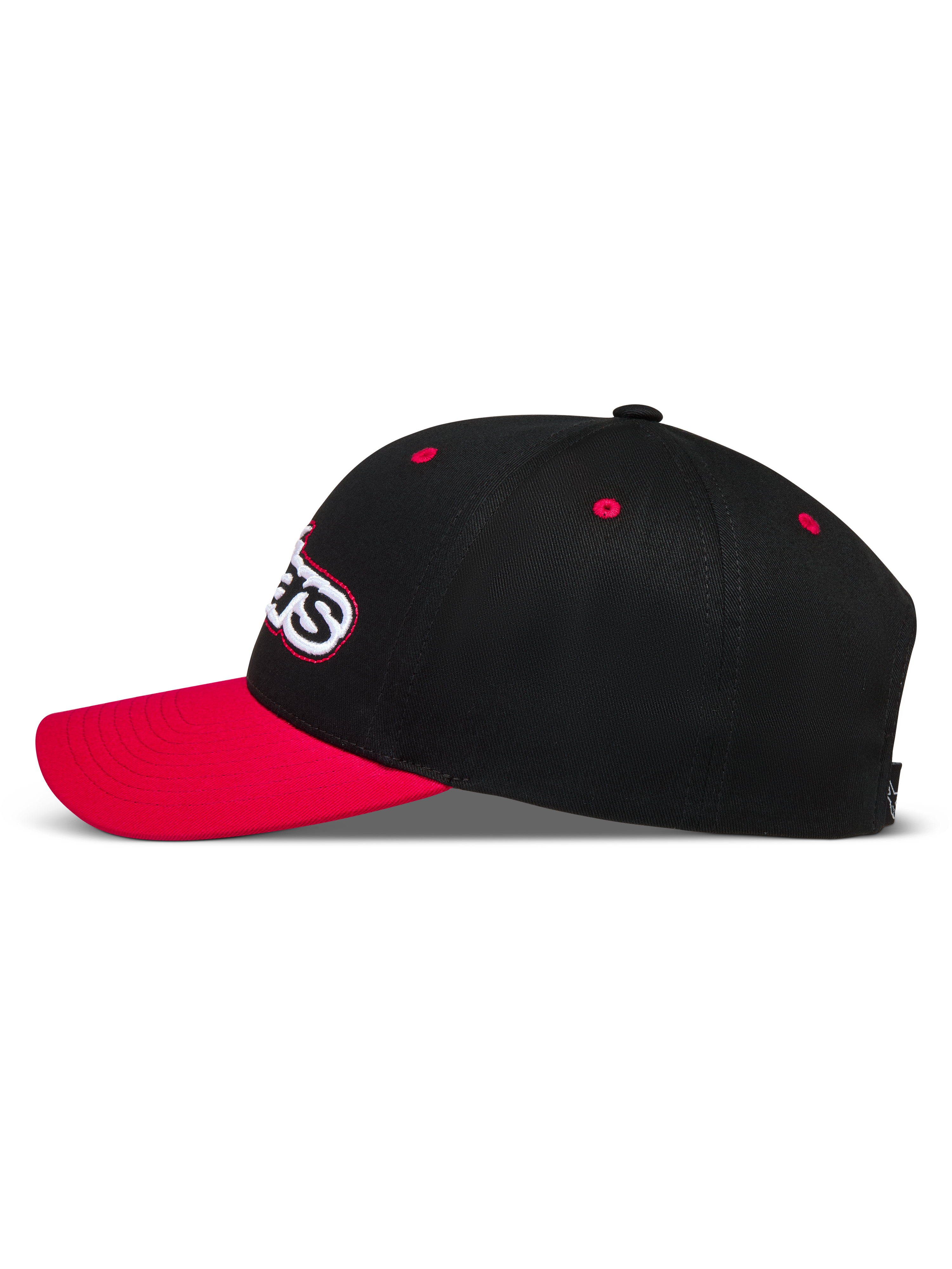 Alpinestars Retro Snapback Cappello, cappello sportswear nero e rosso con visiera curva e corona strutturata in twill