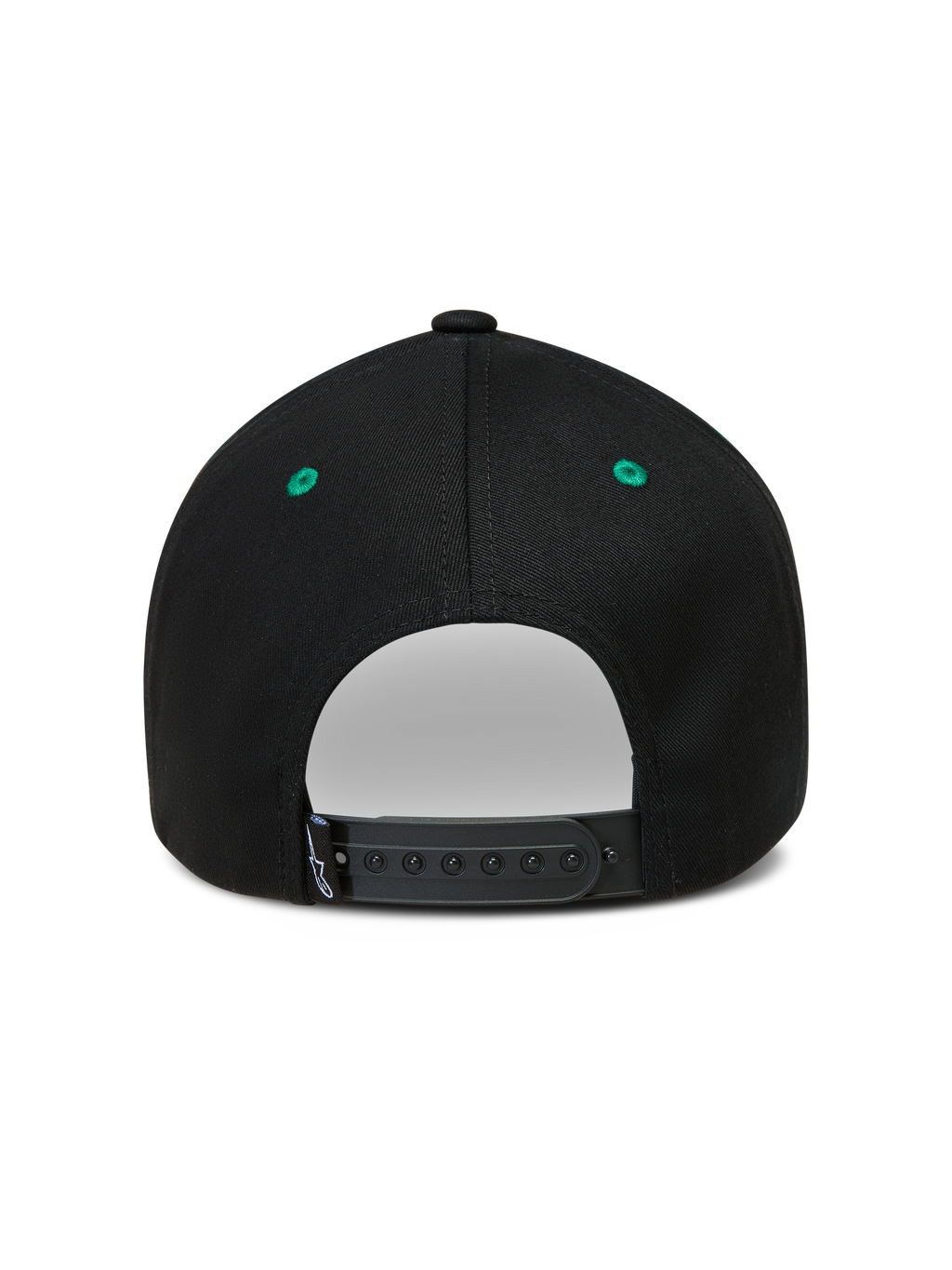 Alpinestars Retro Snapback Cappello, cappello sportswear nero e verde, vista posteriore con chiusura a scatto regolabile
