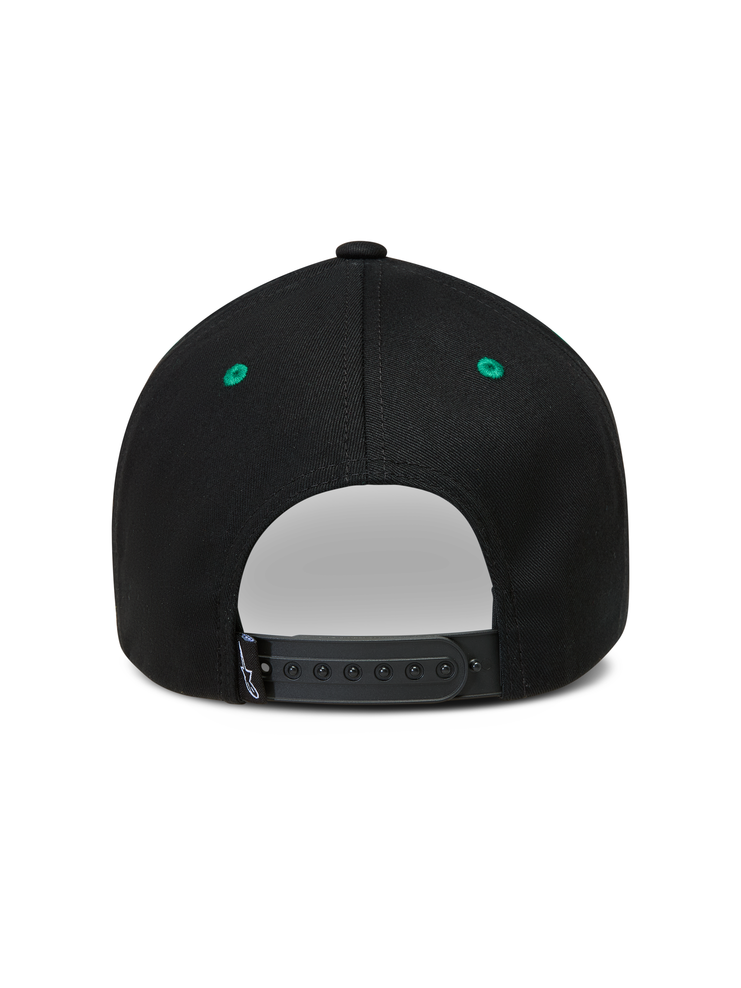 Alpinestars Retro Snapback Cappello, cappello sportswear nero e verde, vista posteriore con chiusura a scatto regolabile