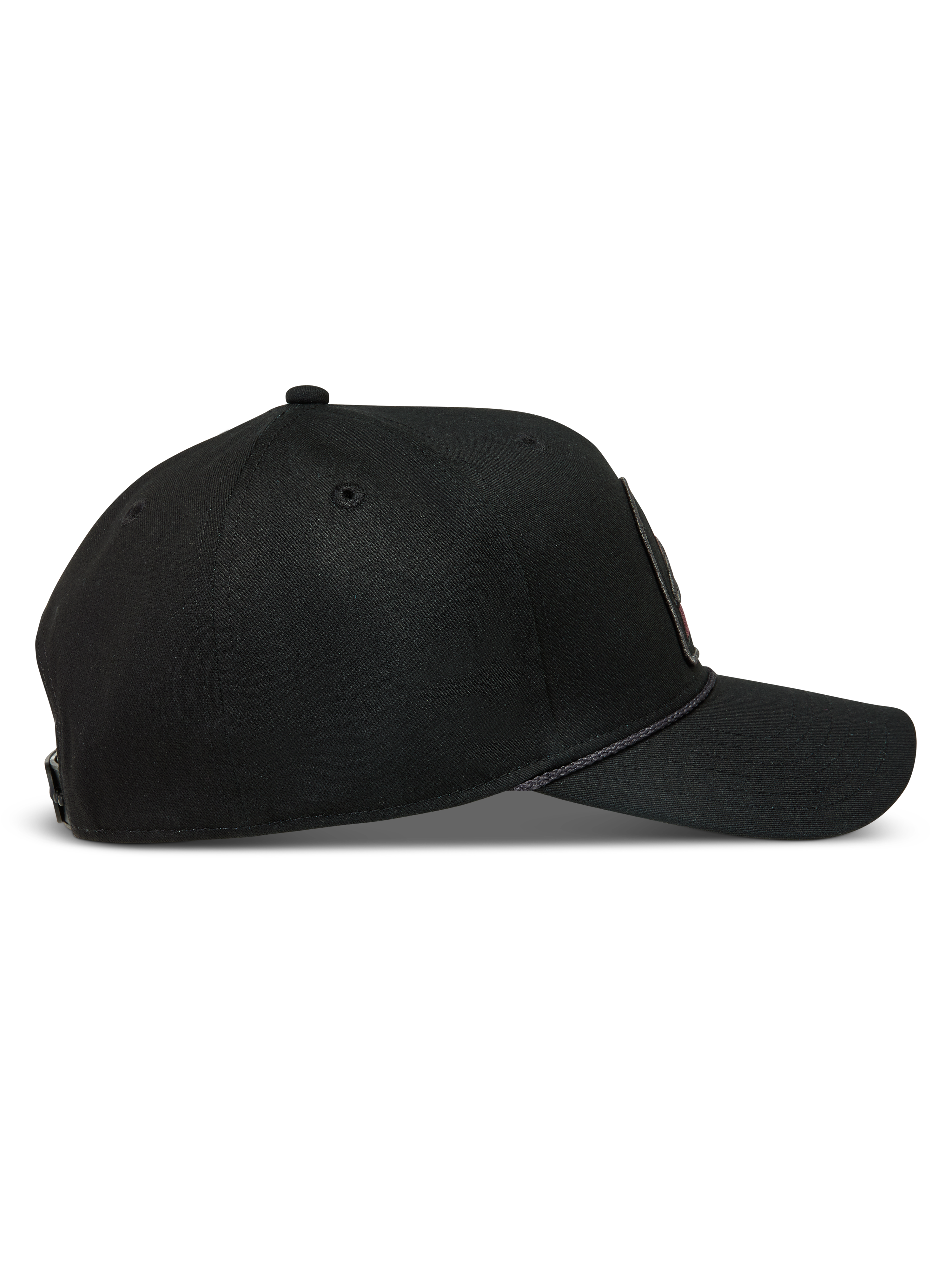 Alpinestars Acme Snapback Cappello, cappello nero in twill con visiera curva, corona strutturata e rifinitura in corda.
