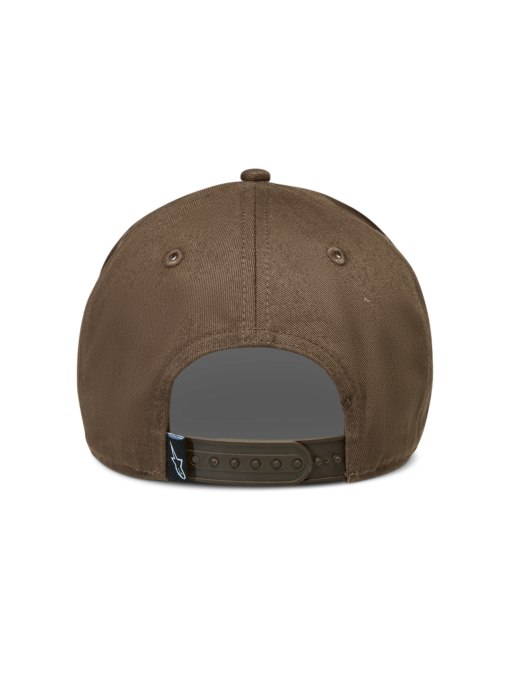 Alpinestars Acme Snapback Cappello, marrone, vista posteriore con chiusura snapback regolabile ed etichetta logo Astars