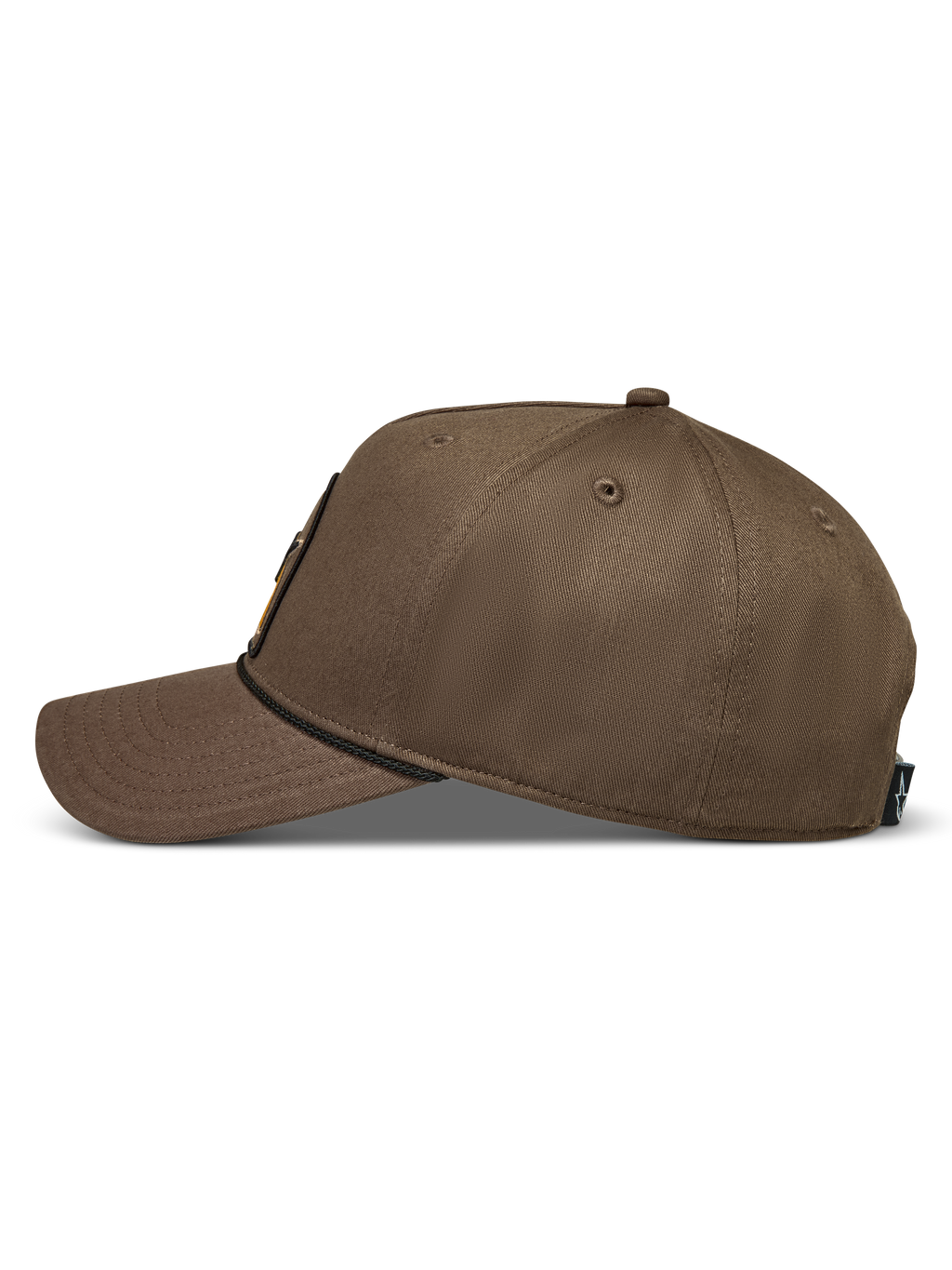 Alpinestars Acme Snapback Cappello, cappello sportswear marrone in tessuto twill con corona strutturata, visiera curva e rifinitura in corda, vista laterale