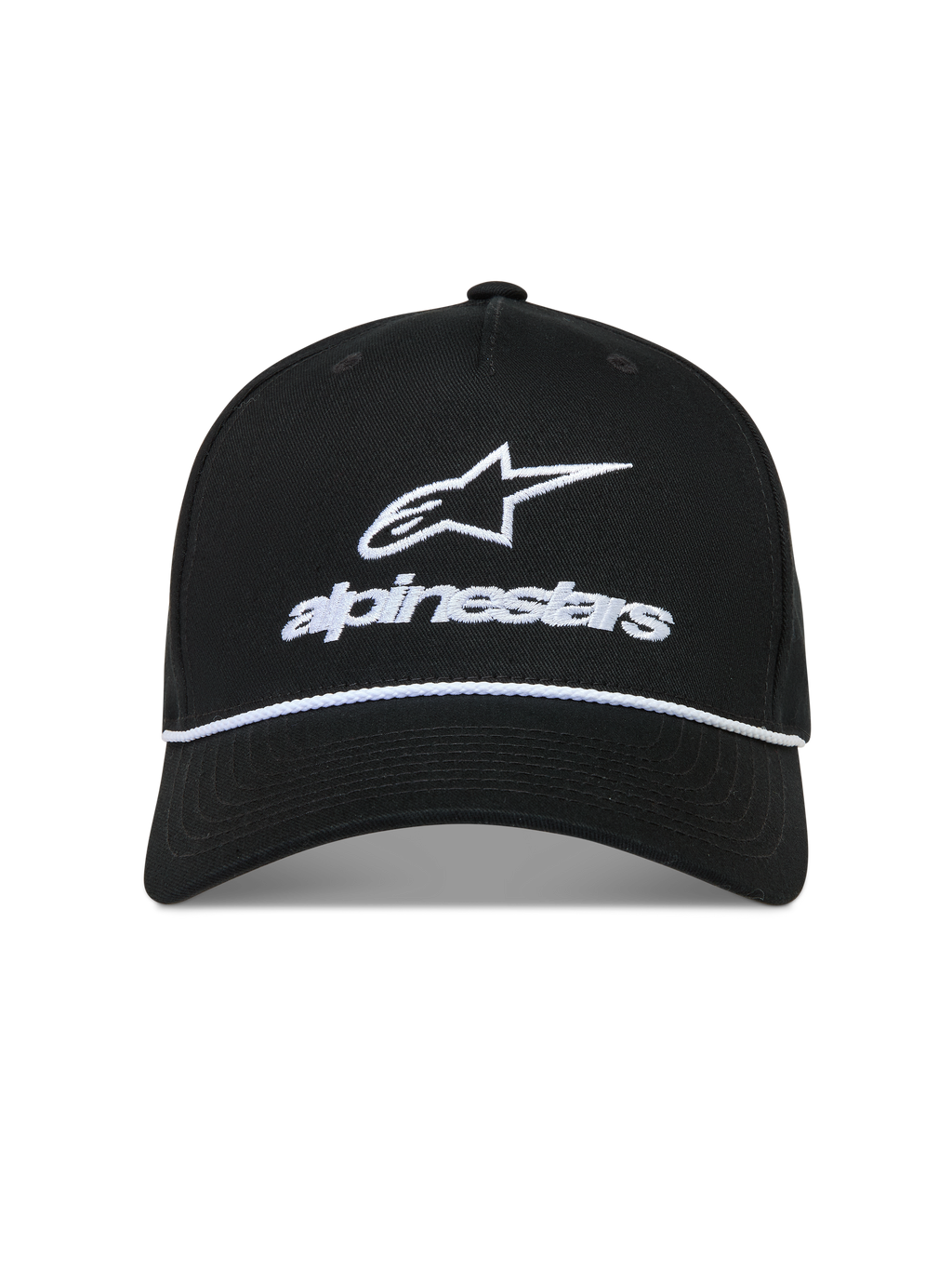 Alpinestars Combo Logo Snapback Cappello, cappello nero con logo Astars bianco ricamato, dettaglio a corda e visiera curva