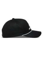 Alpinestars Combo Logo Snapback Cappello, cappello nero con visiera curva e cordino bianco, profilo laterale