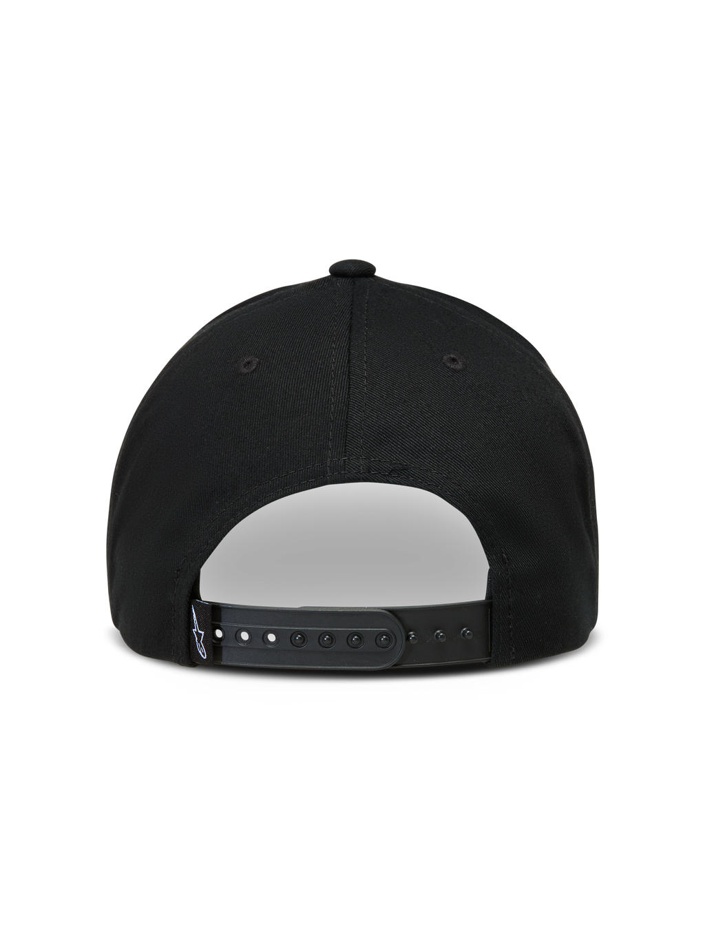 Alpinestars Combo Logo Snapback Cappello, cappello nero con chiusura regolabile ed etichetta con logo, vista posteriore.