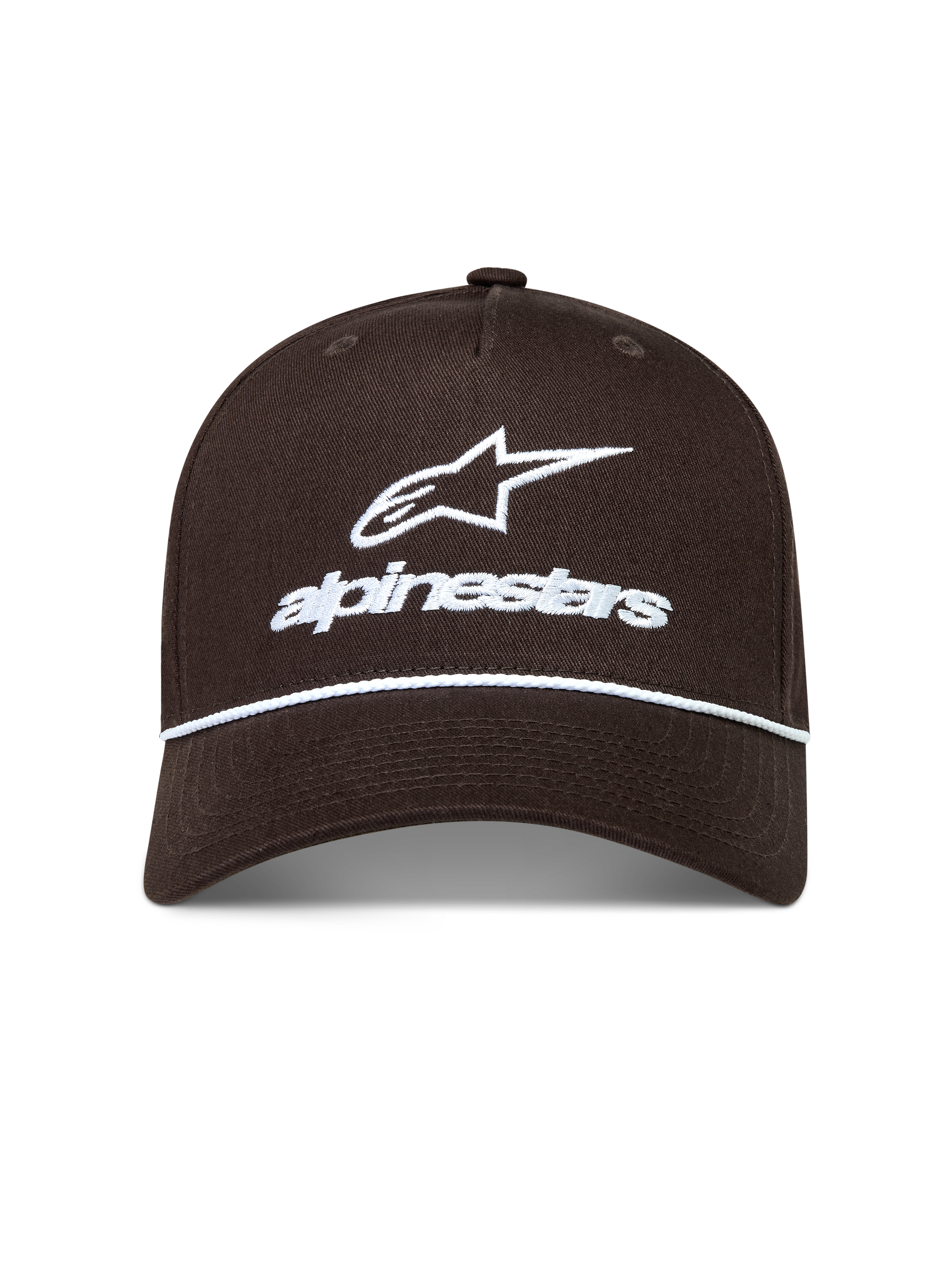 Alpinestars Combo Logo Snapback Cappello, cappello sportswear marrone con logo ricamato bianco e cordino sulla visiera curva