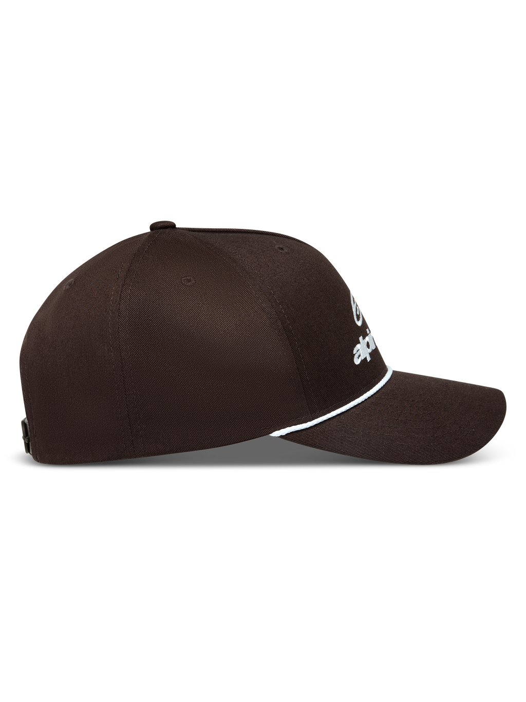Alpinestars Combo Logo Snapback cappello marrone con logo bianco ricamato, cordino sulla visiera curva, stile sportswear.