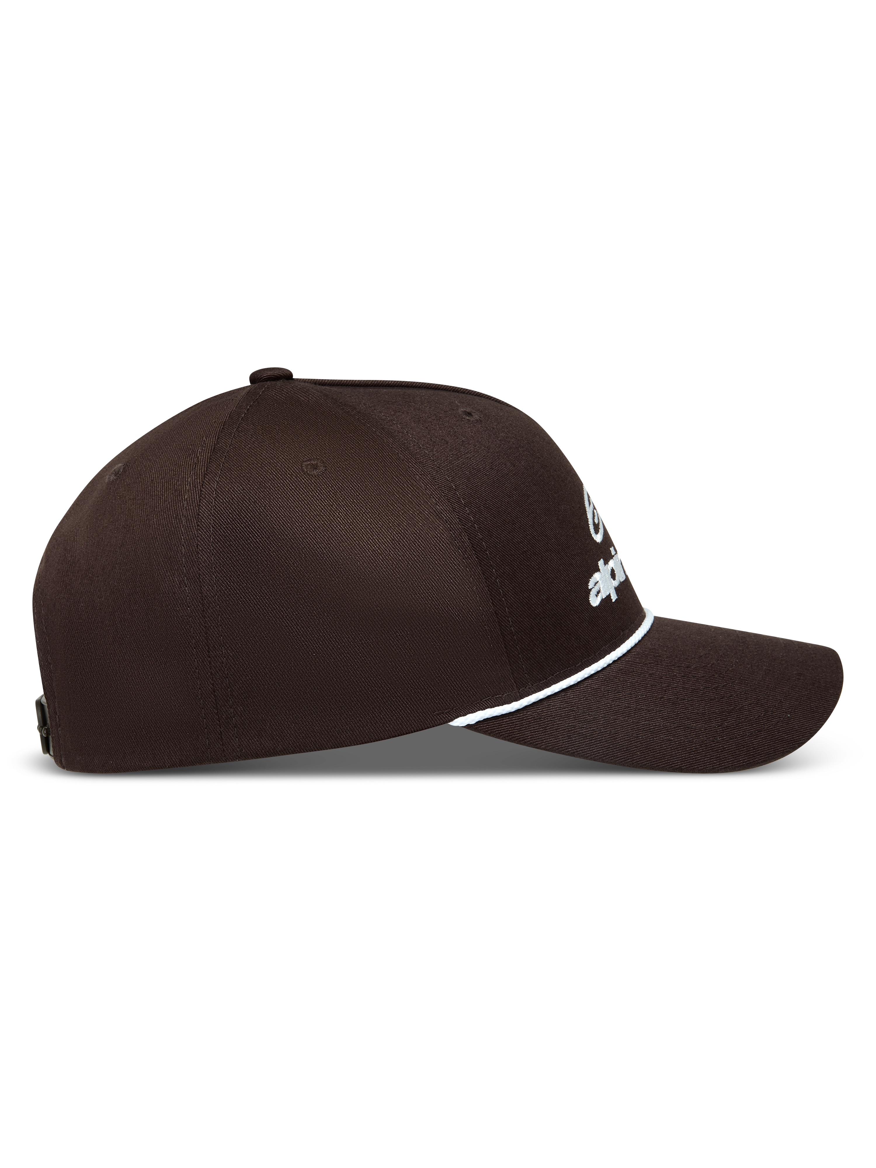 Alpinestars Combo Logo Snapback cappello marrone con logo bianco ricamato, cordino sulla visiera curva, stile sportswear.